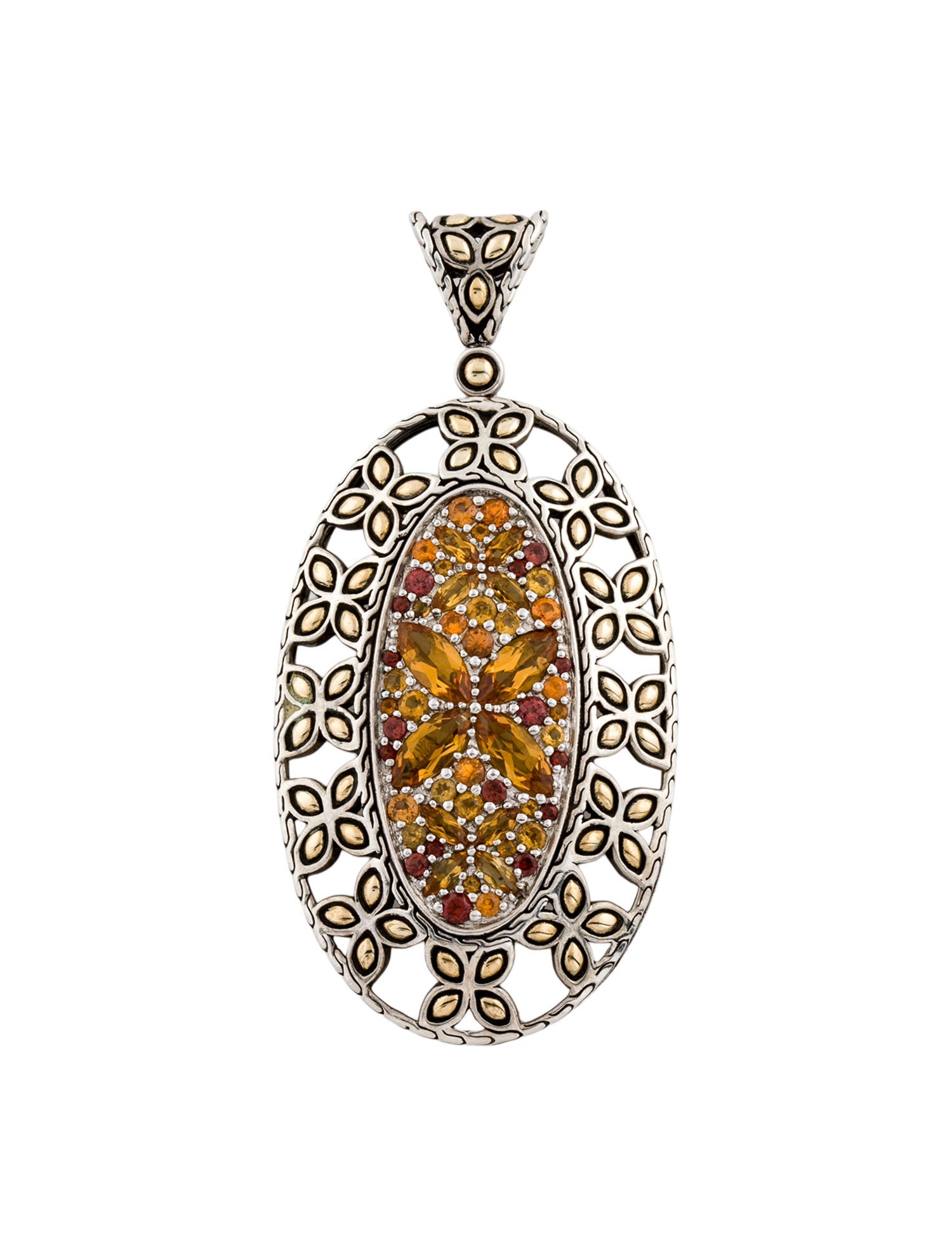 John Hardy Citrine & Garnet Batu Kawung Sunset Pendant