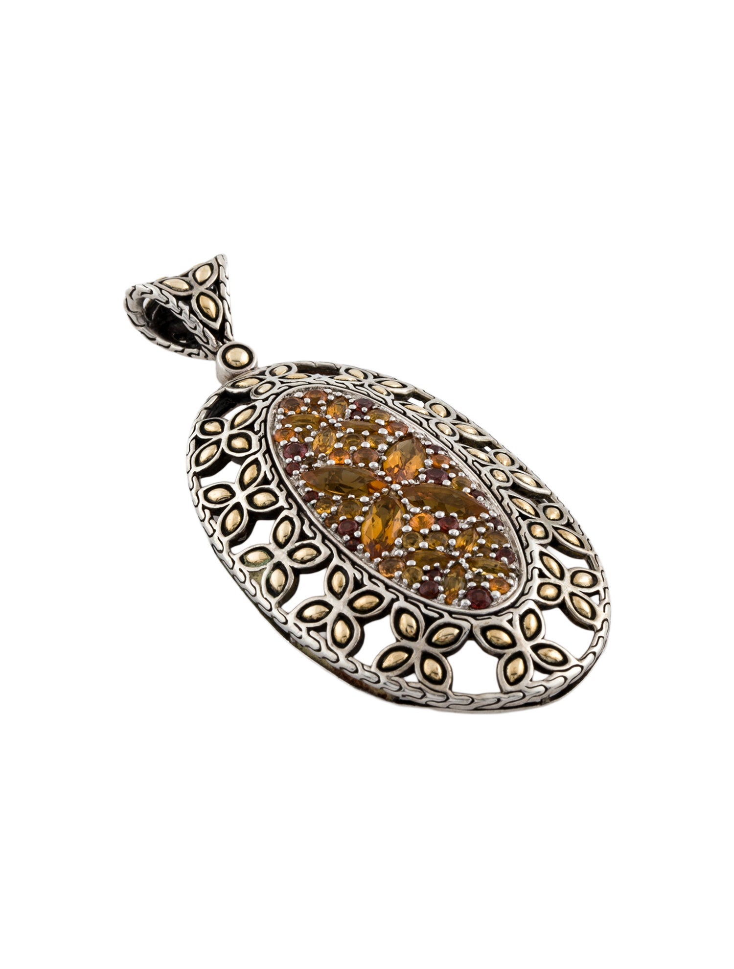 John Hardy Citrine & Garnet Batu Kawung Sunset Pendant