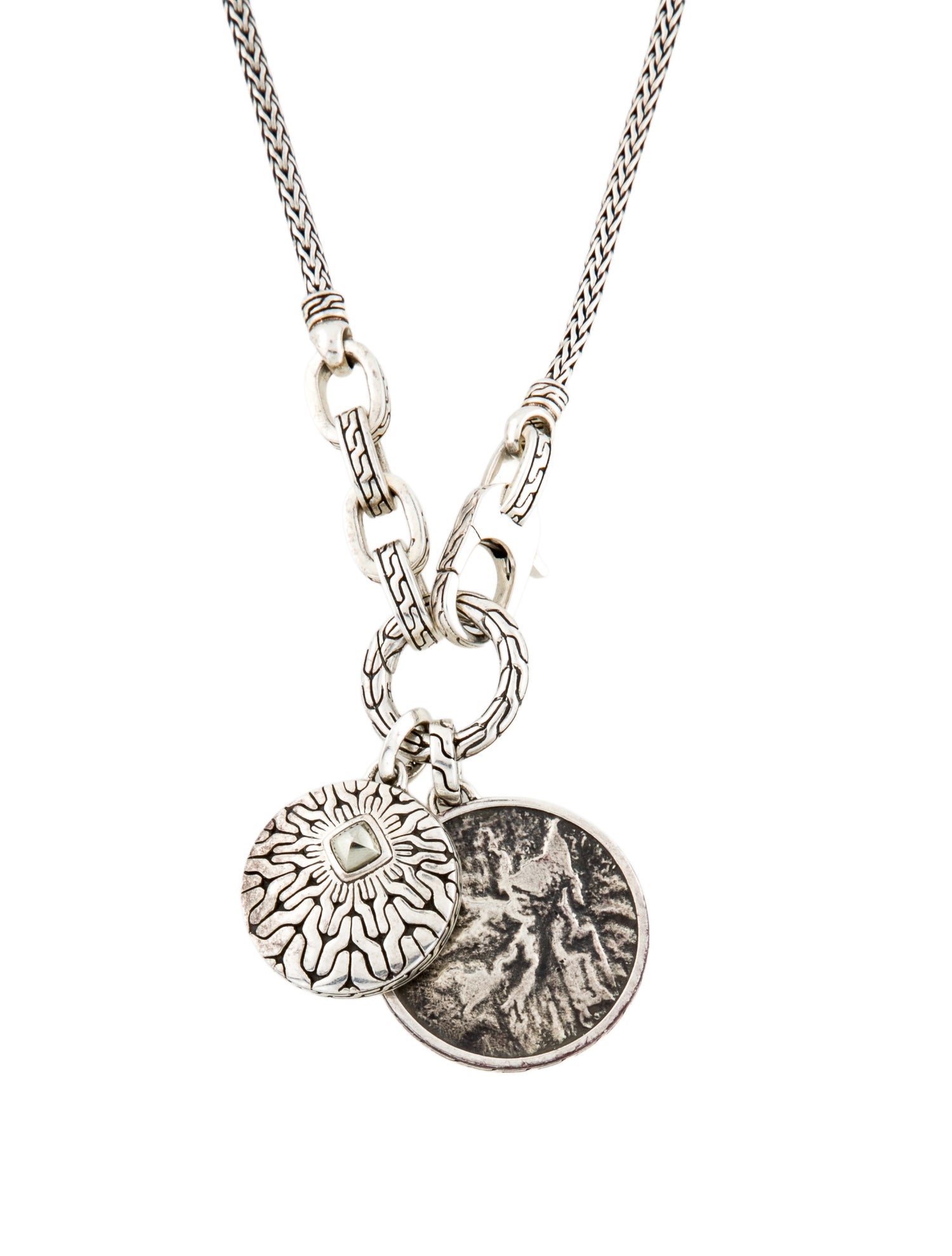 John Hardy Pyrite Amulet Keyring Pendant Necklace