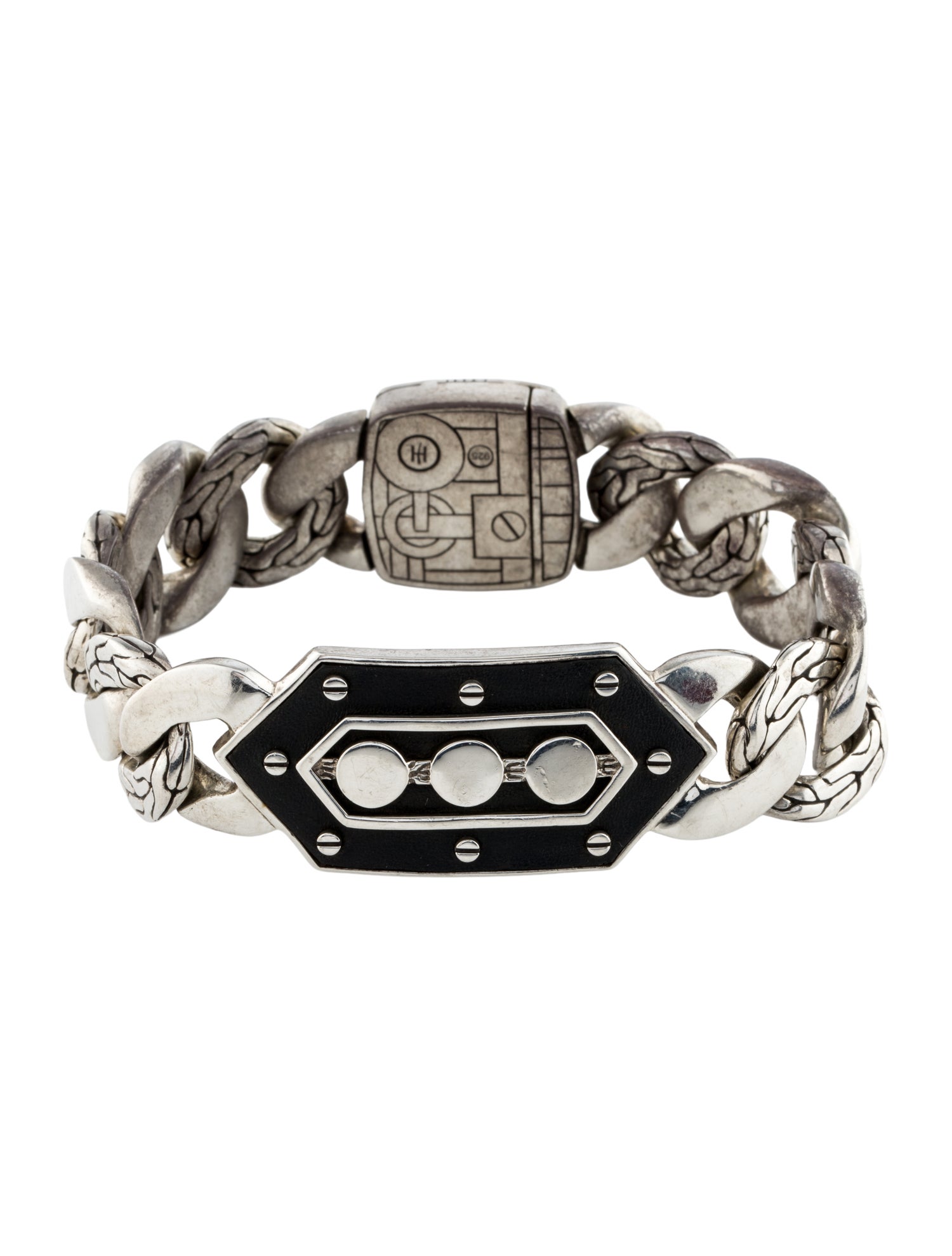 John Hardy Leather Station Curb Link Bracelet