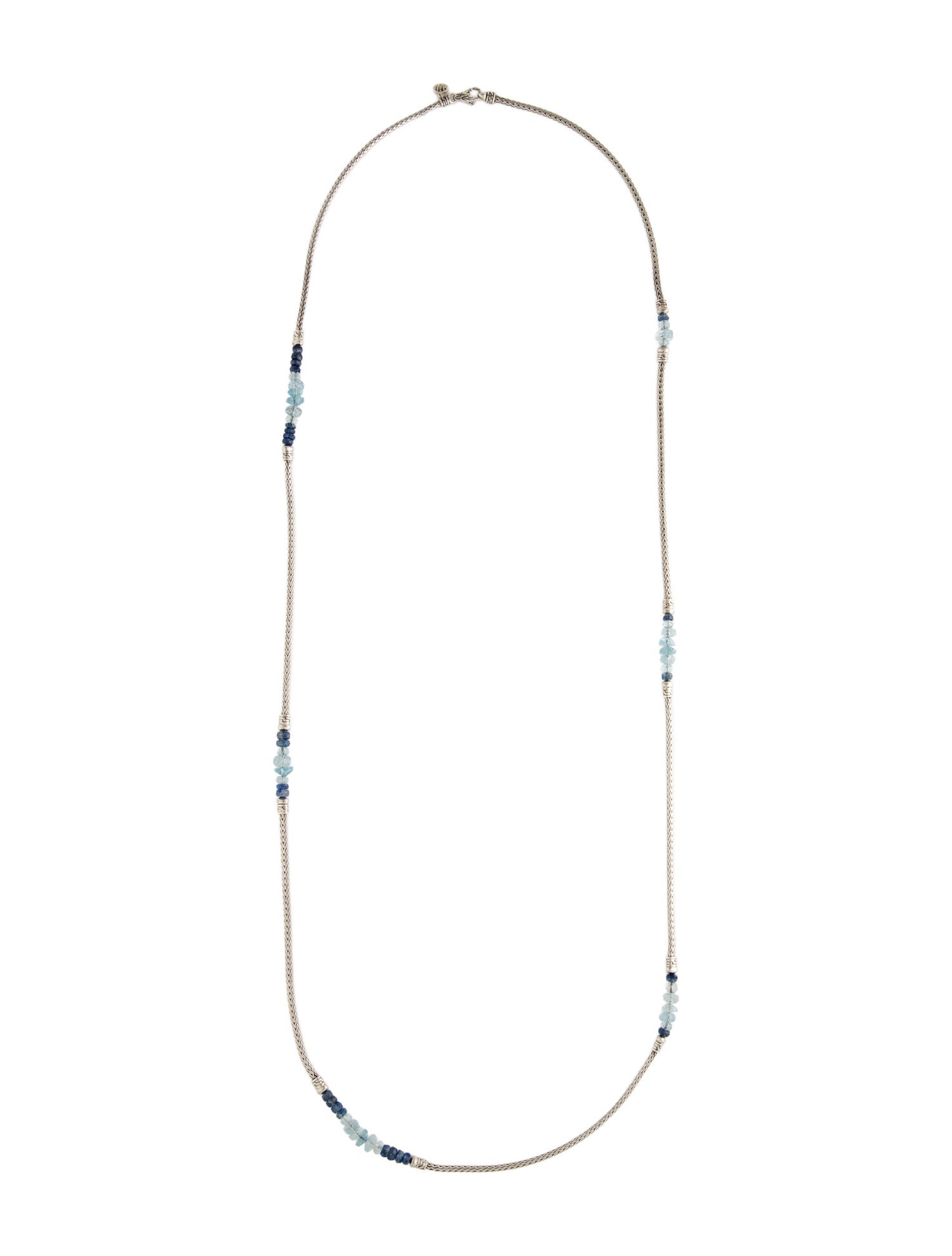 John Hardy Aquamarine & Kyanite Station Necklace