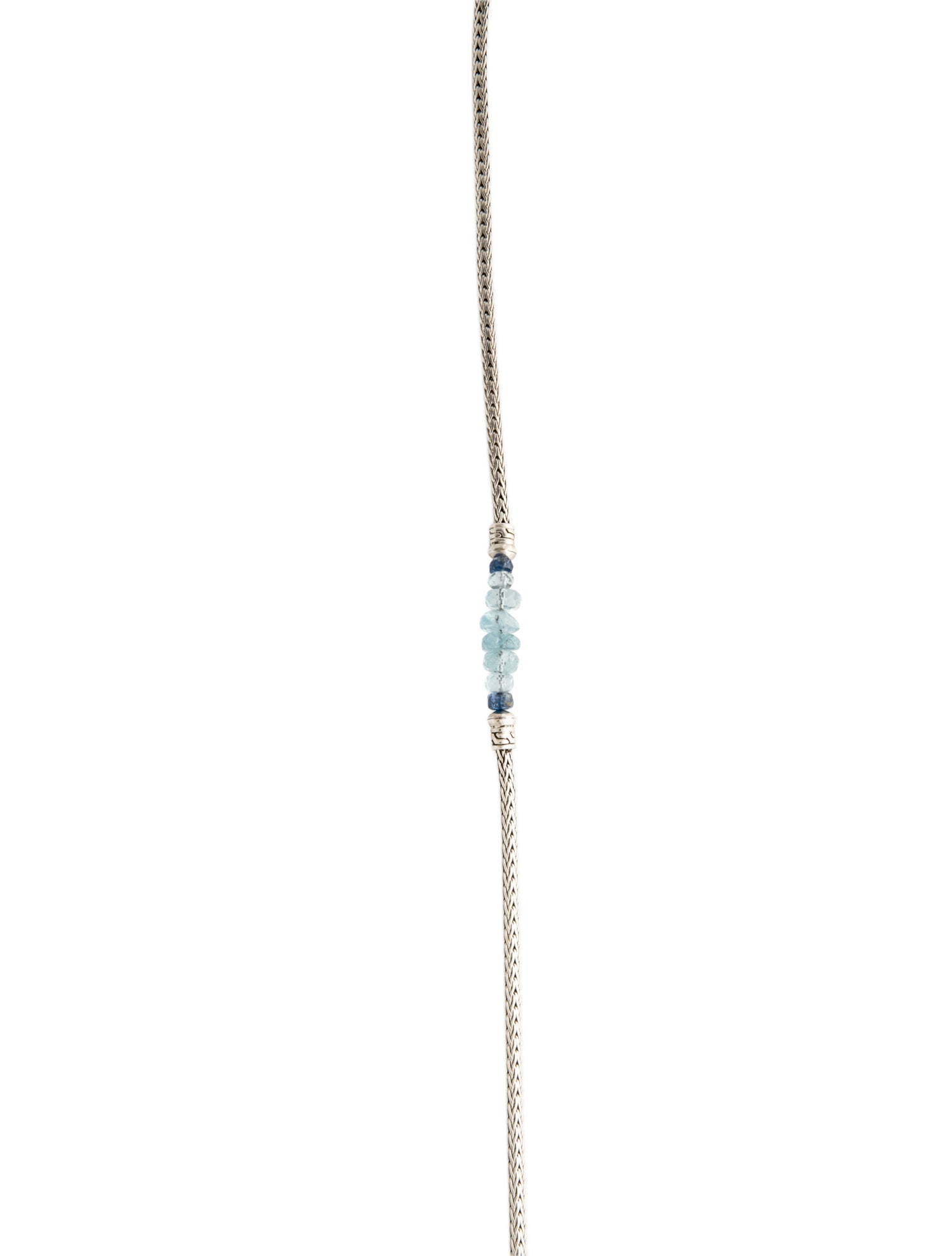 John Hardy Aquamarine & Kyanite Station Necklace