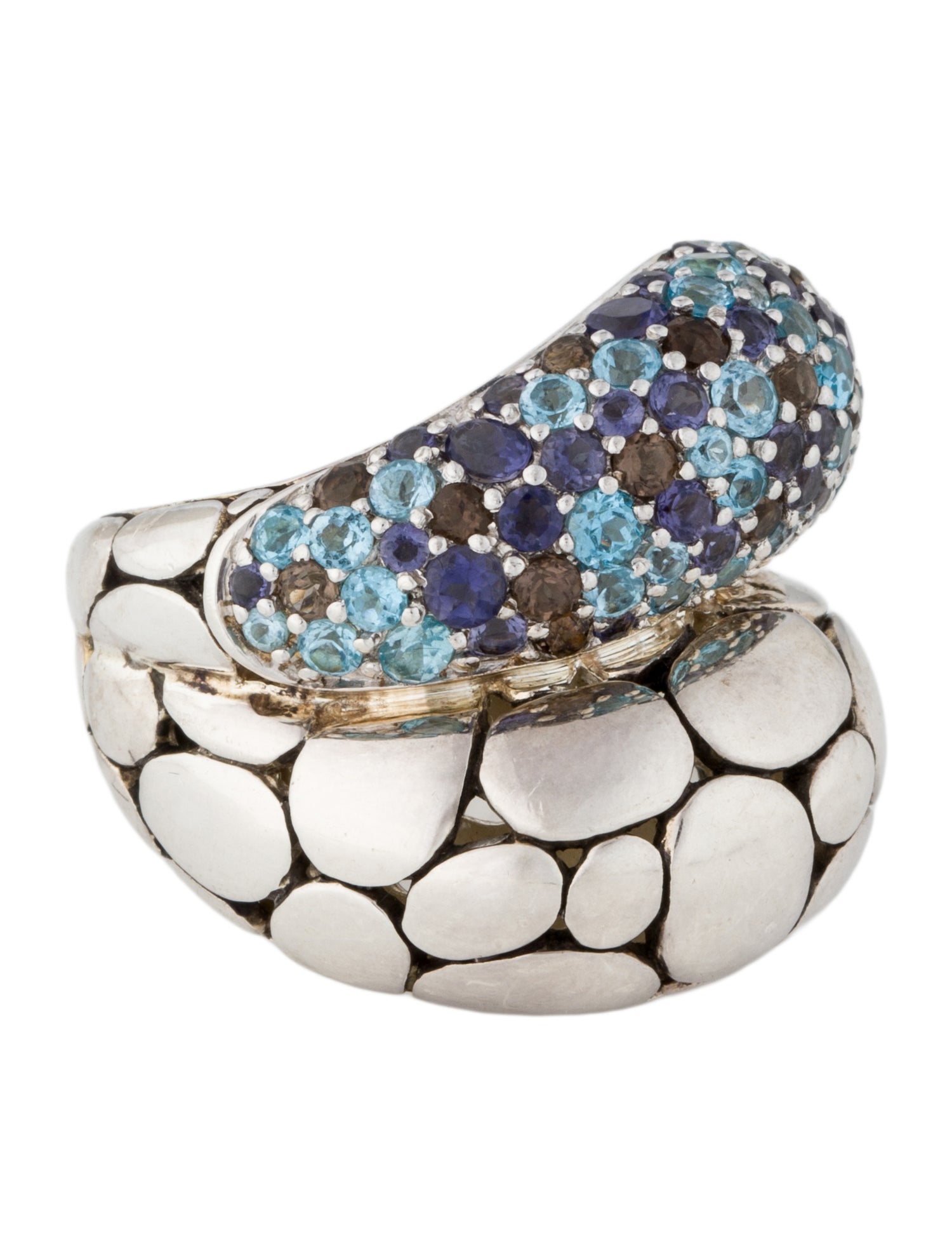 John Hardy Smoky Quartz, Iolite, & Topaz Kali Arus Ring