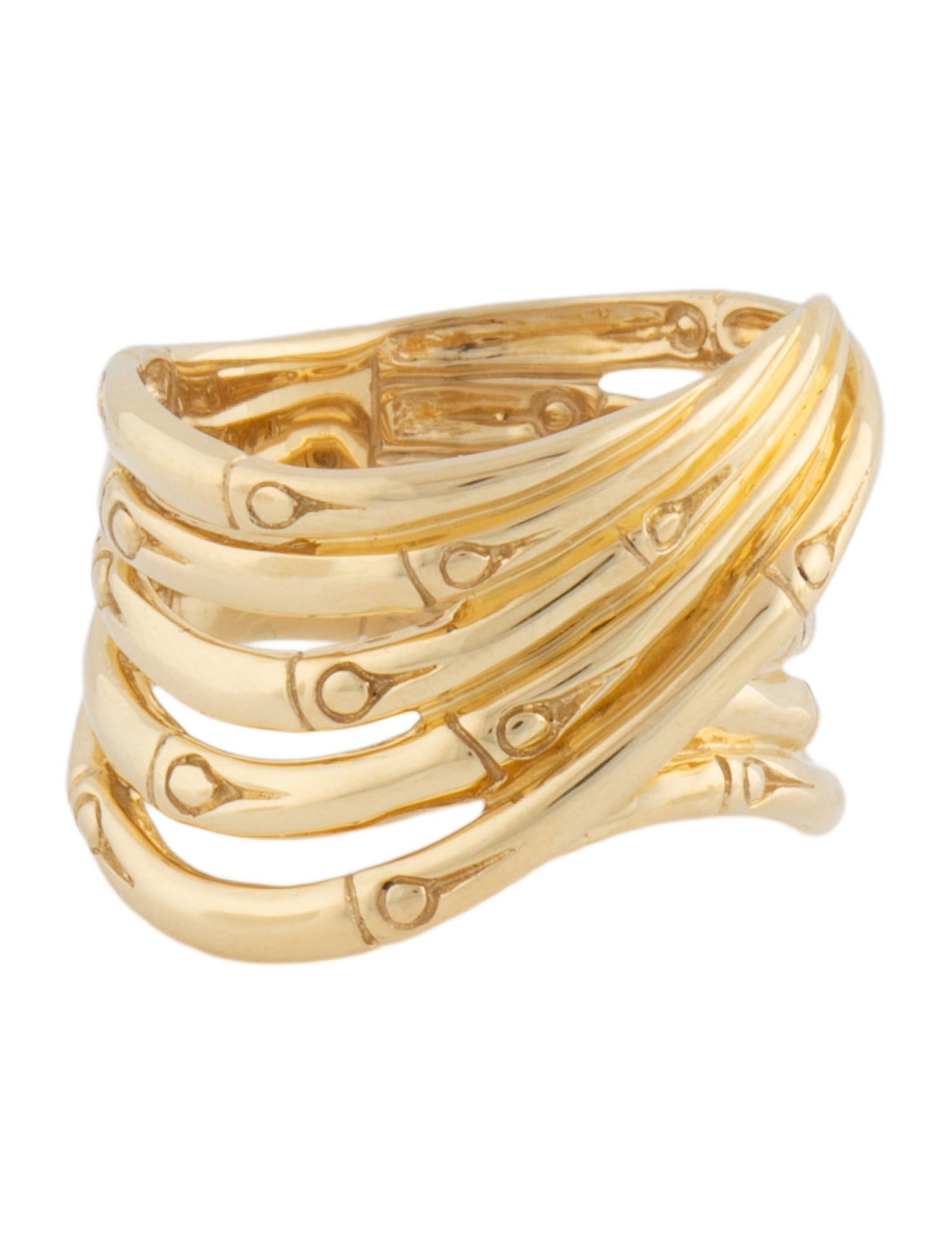 John Hardy 18K Wide Bamboo 9 Row Ring