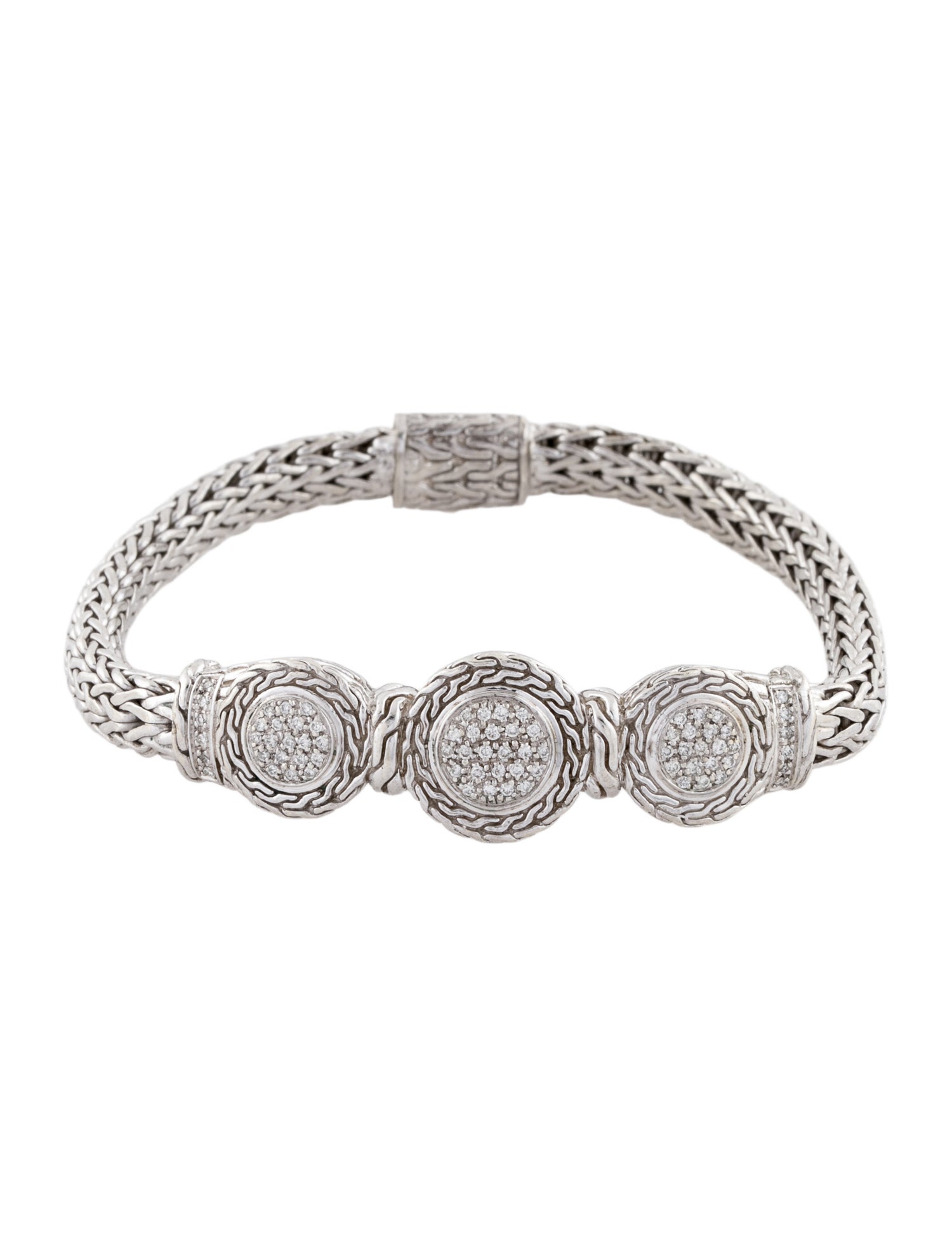 John Hardy Diamond Round Trio Station Bracelet