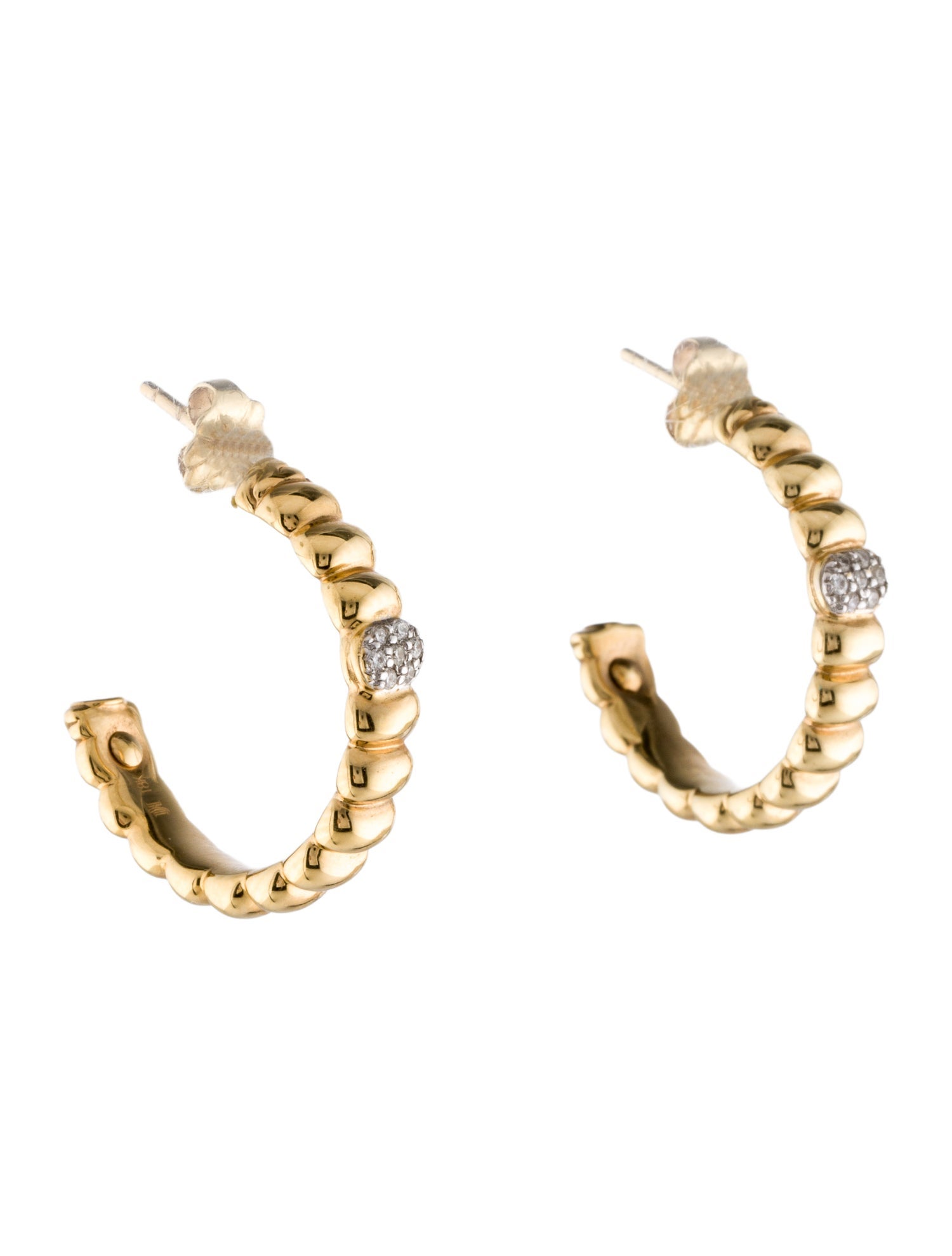 John Hardy 18K Diamond Bedeg Hoop Earrings