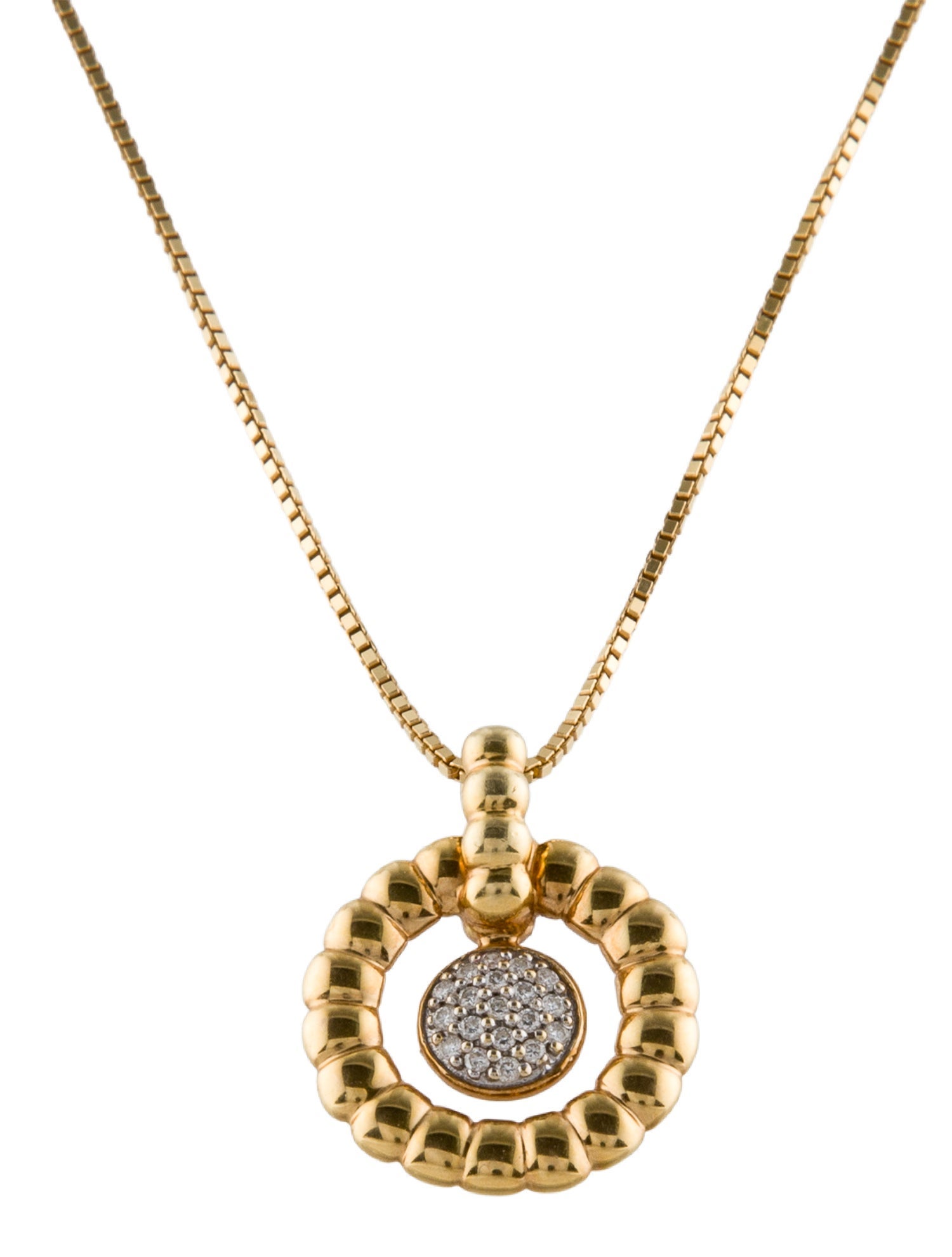 John Hardy 18K Diamond Bedeg Circle Pendant Necklace