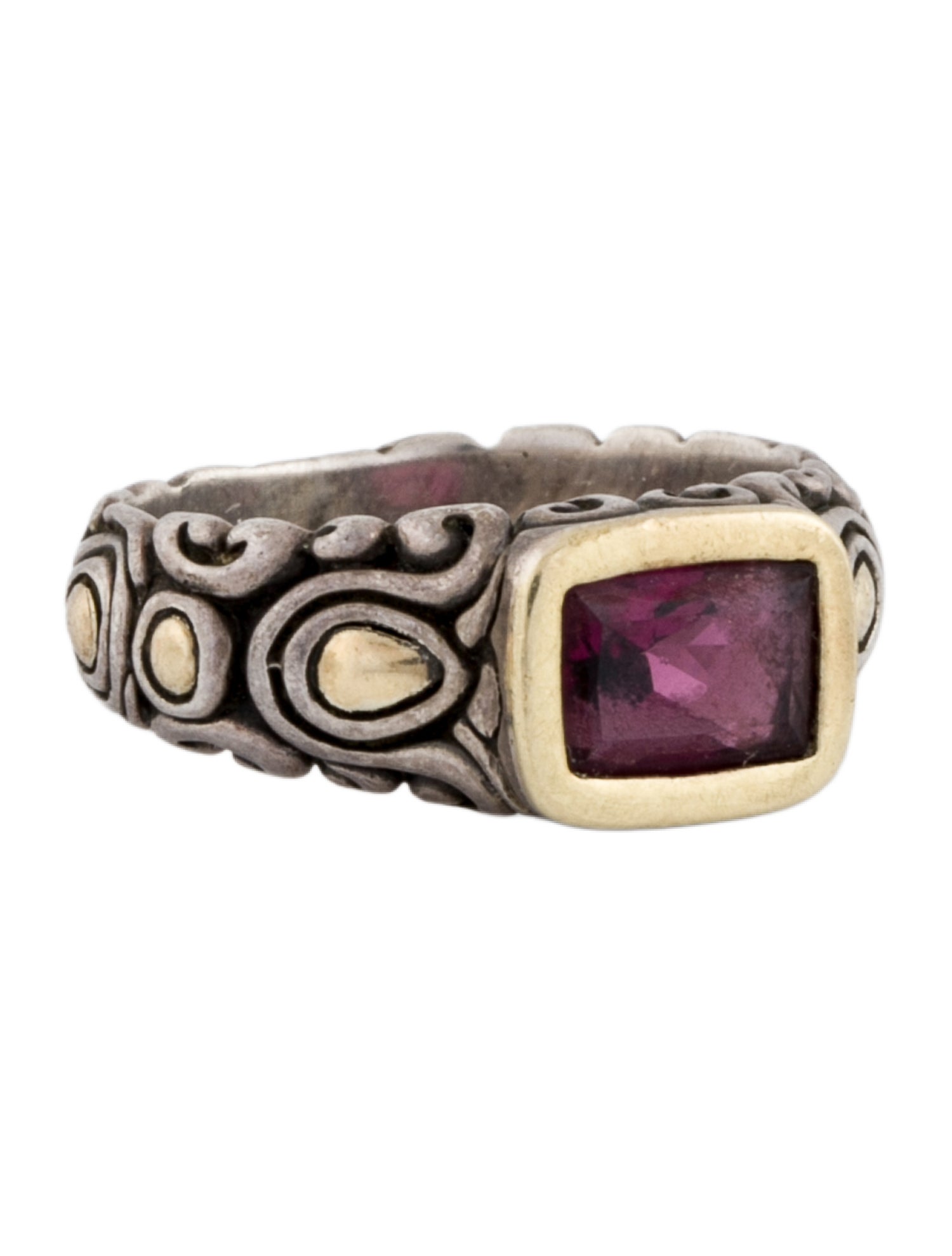 John Hardy Two-Tone Rhodolite Ring