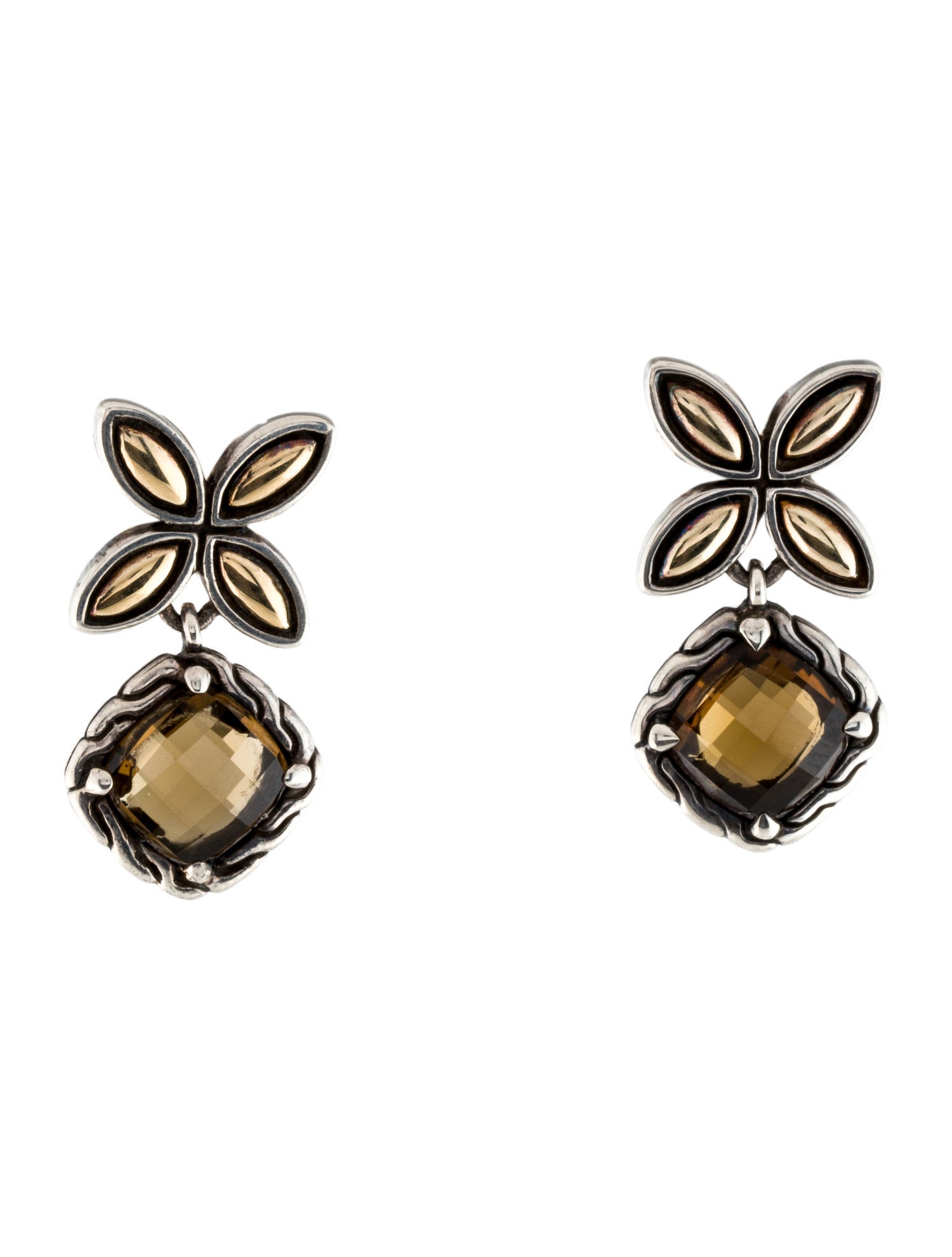John Hardy Smoky Quartz Batu Kawung Drop Earrings