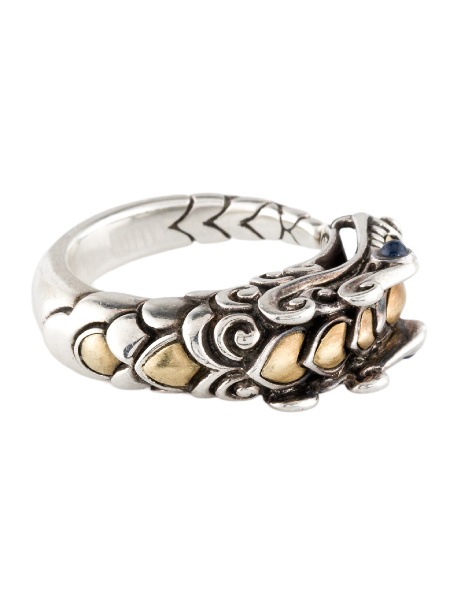 John Hardy Two-Tone Sapphire Naga Open Cocktail Band