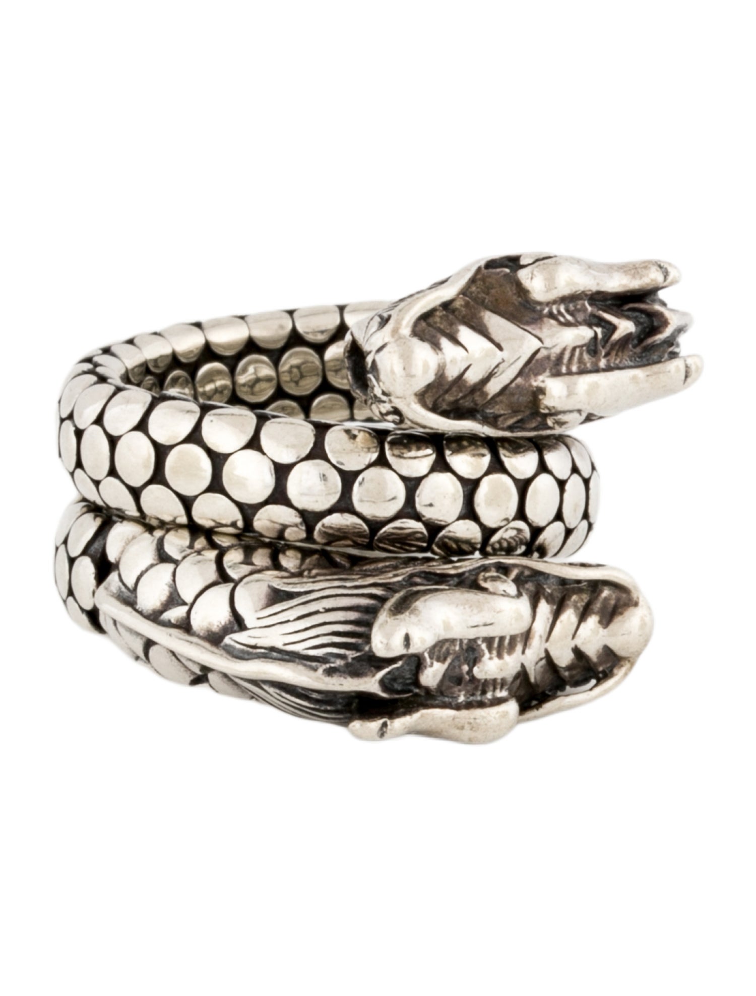 John Hardy Double Dragon Dot Coil Ring