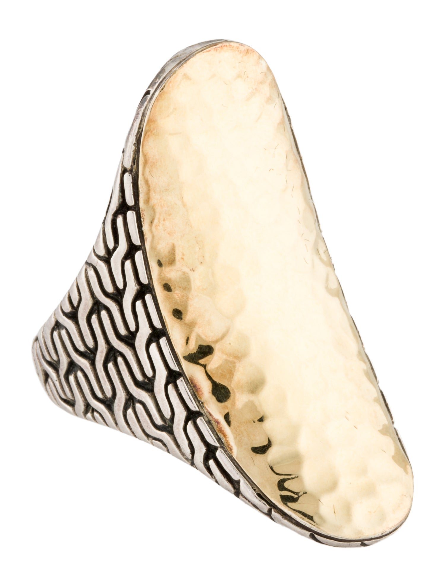 John Hardy Two-Tone Hammered Saddle Ring