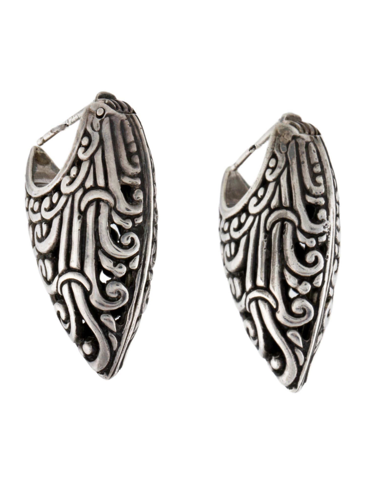 John Hardy Scroll V Design Hoop Earrings
