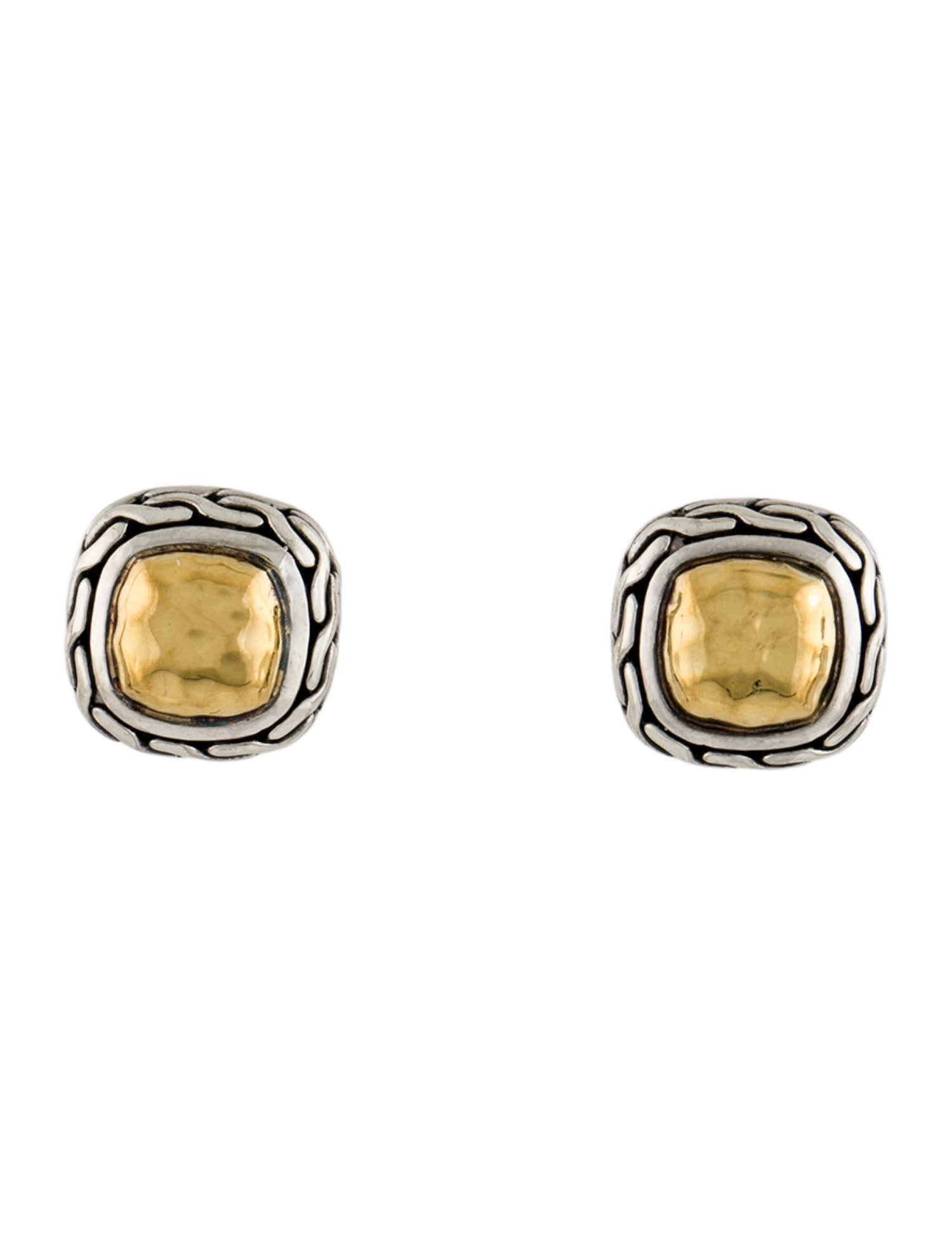 John Hardy Two-Tone Palu Hammered Stud Earrings