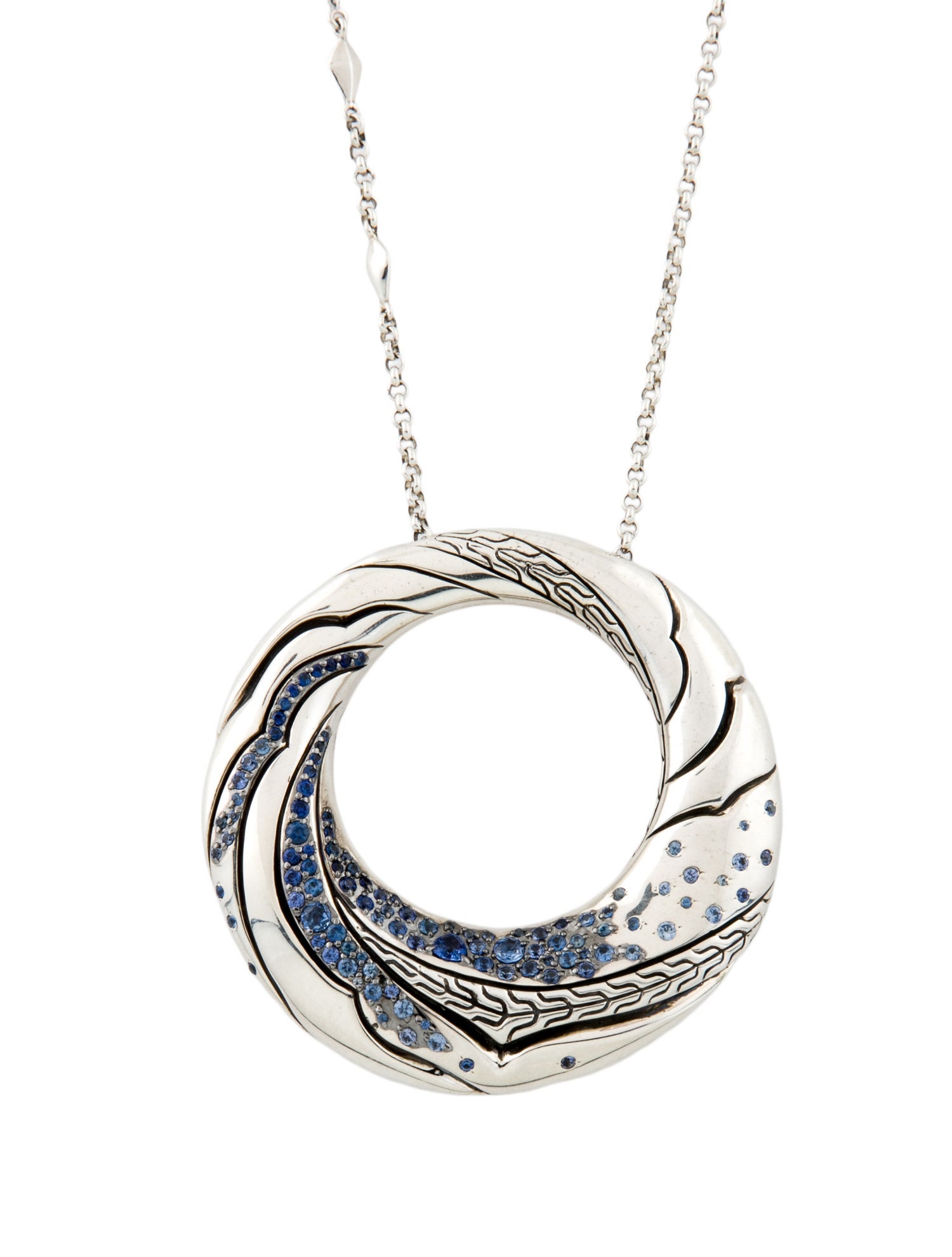 John Hardy Sapphire Lahar Large Circular Pendant Necklace