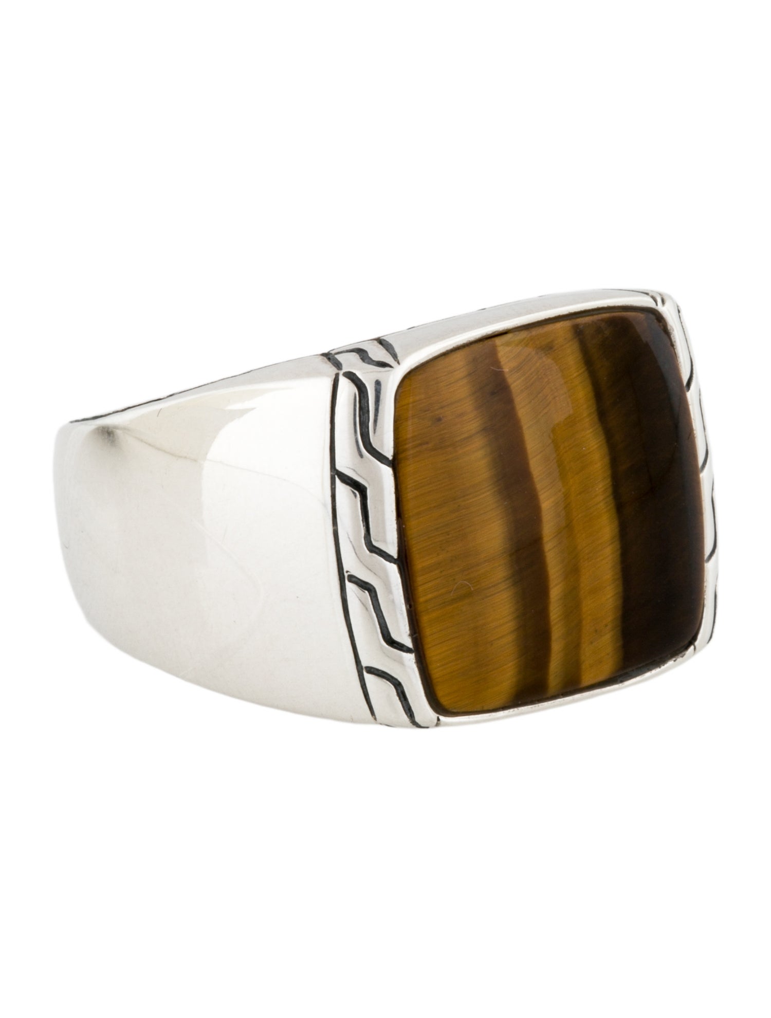 John Hardy Quartz Tiger's Eye Signet Ring