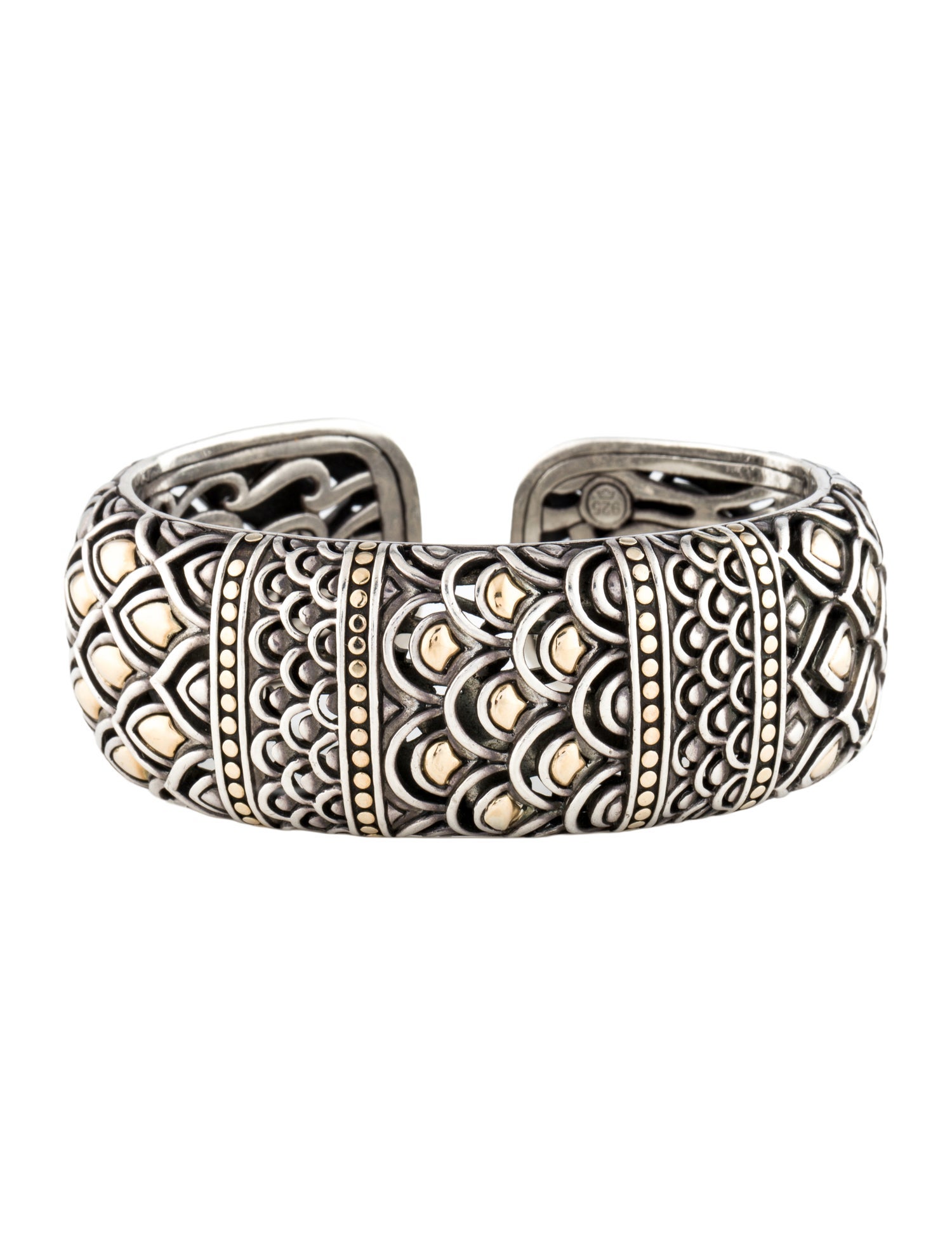 John Hardy Two-Tone Naga Kick Hinged Cuff Bracelet
