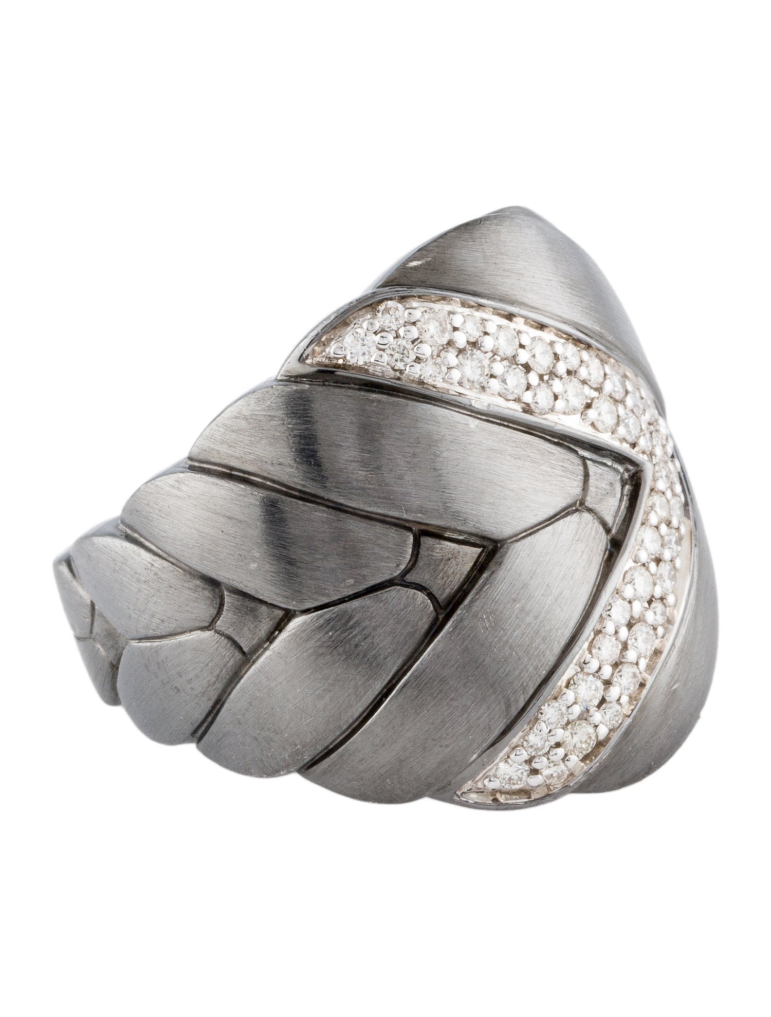 John Hardy Modern Chain Diamond Wide Blackened Ring