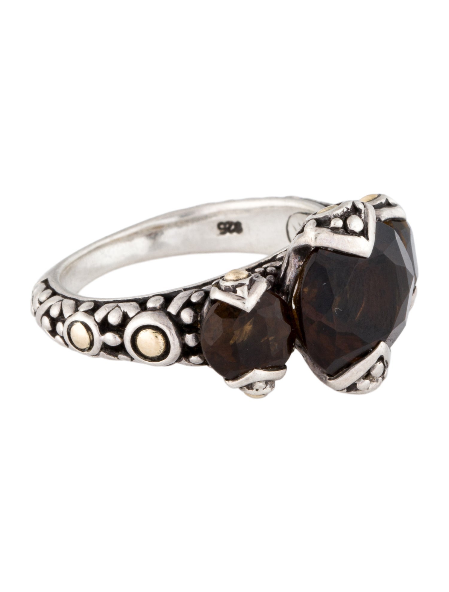 John Hardy Smoky Quartz Three-Stone Ring