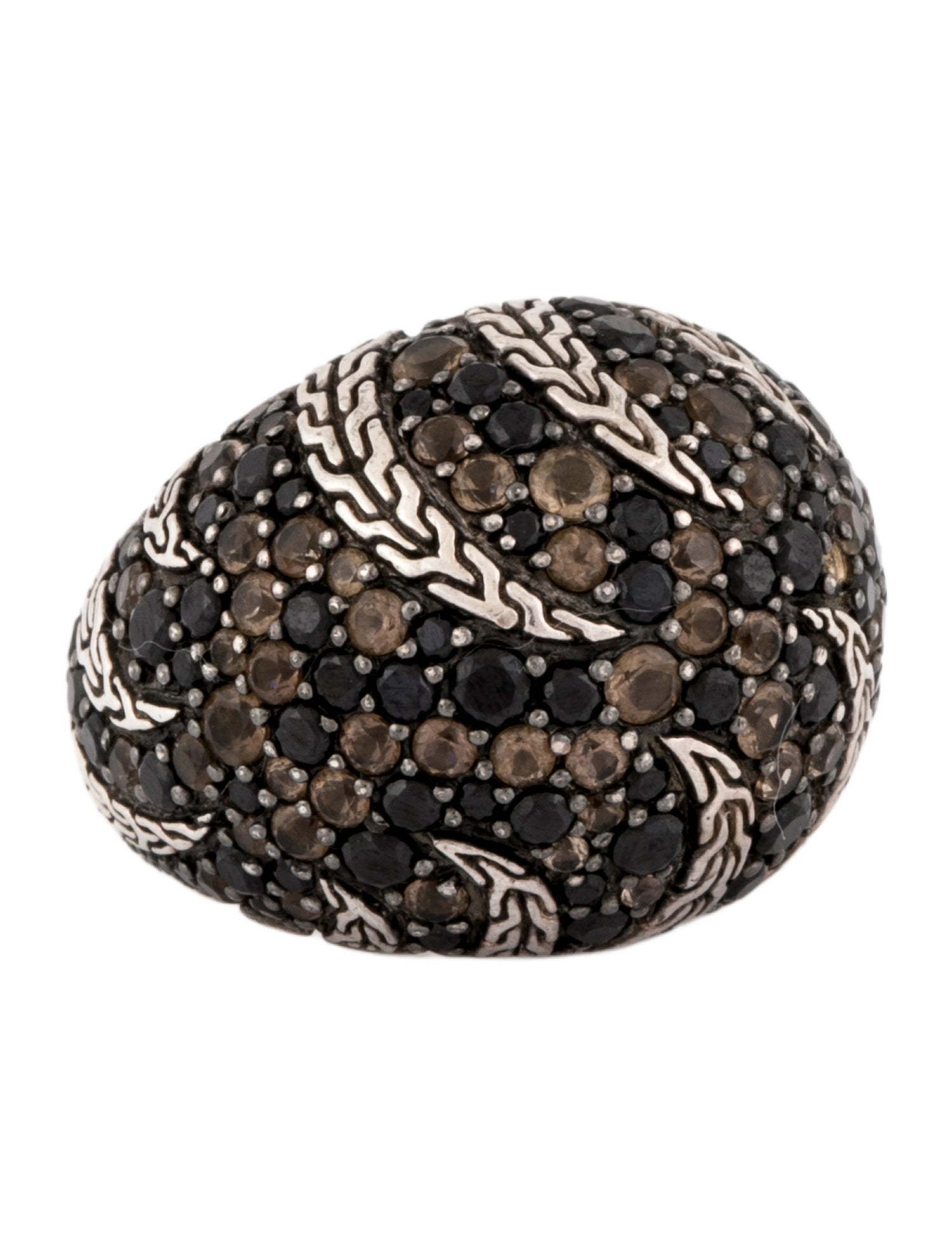 John Hardy Smoky Quartz & Spinel Palu Macan Lava Dome Cocktail Ring