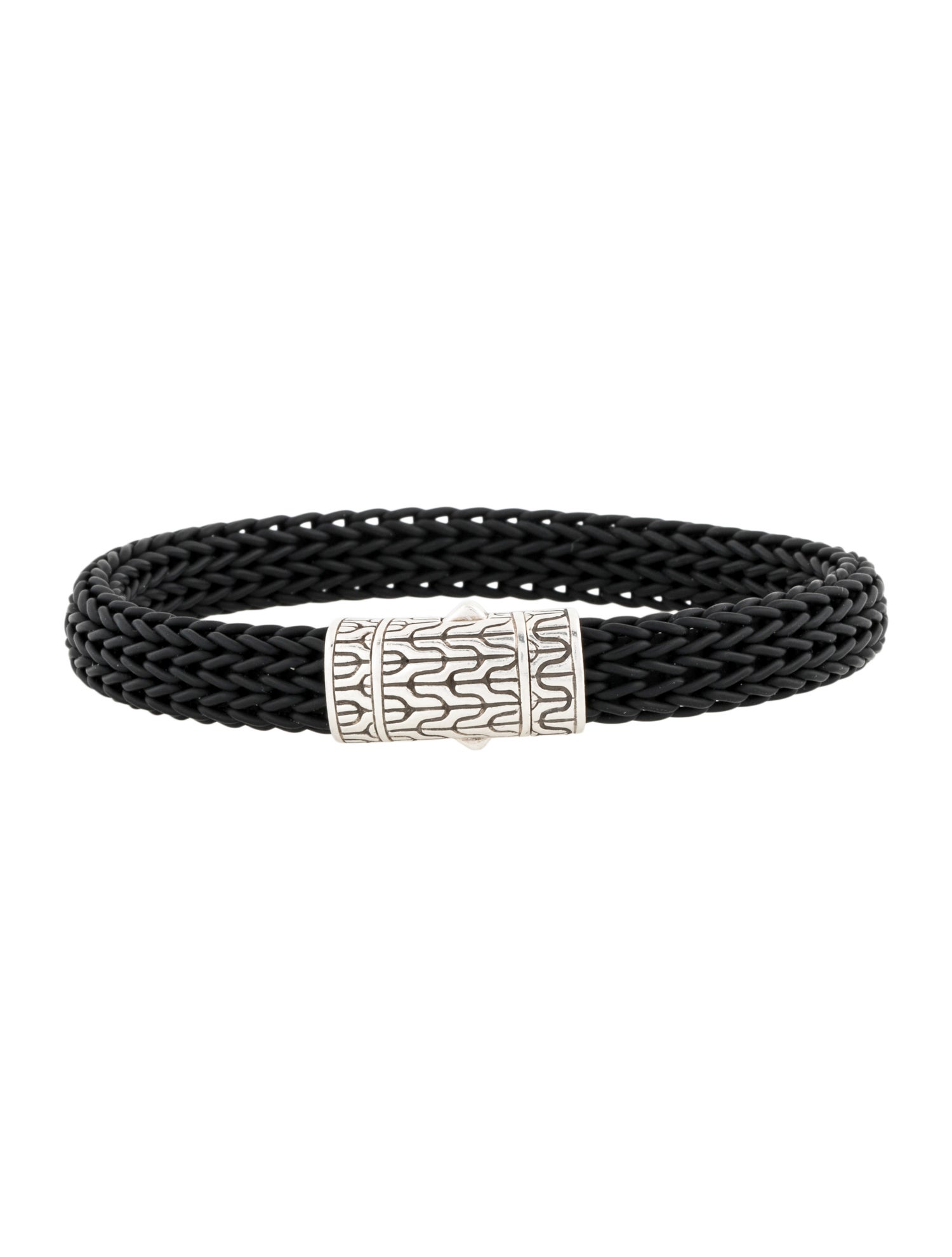 John Hardy Classic Chain Woven Black Rubber Bangle Bracelet