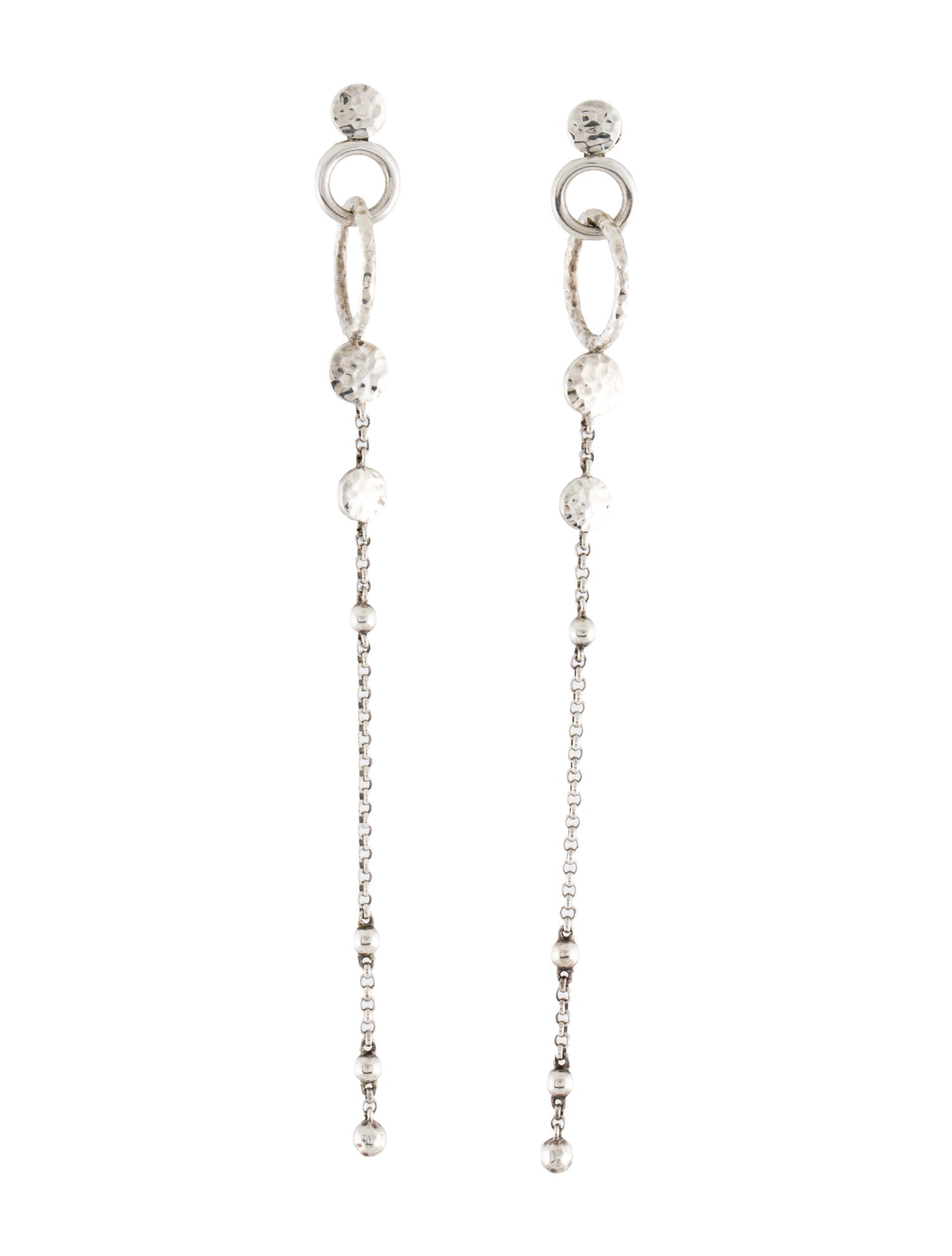 John Hardy Hammered Long Drop Earrings