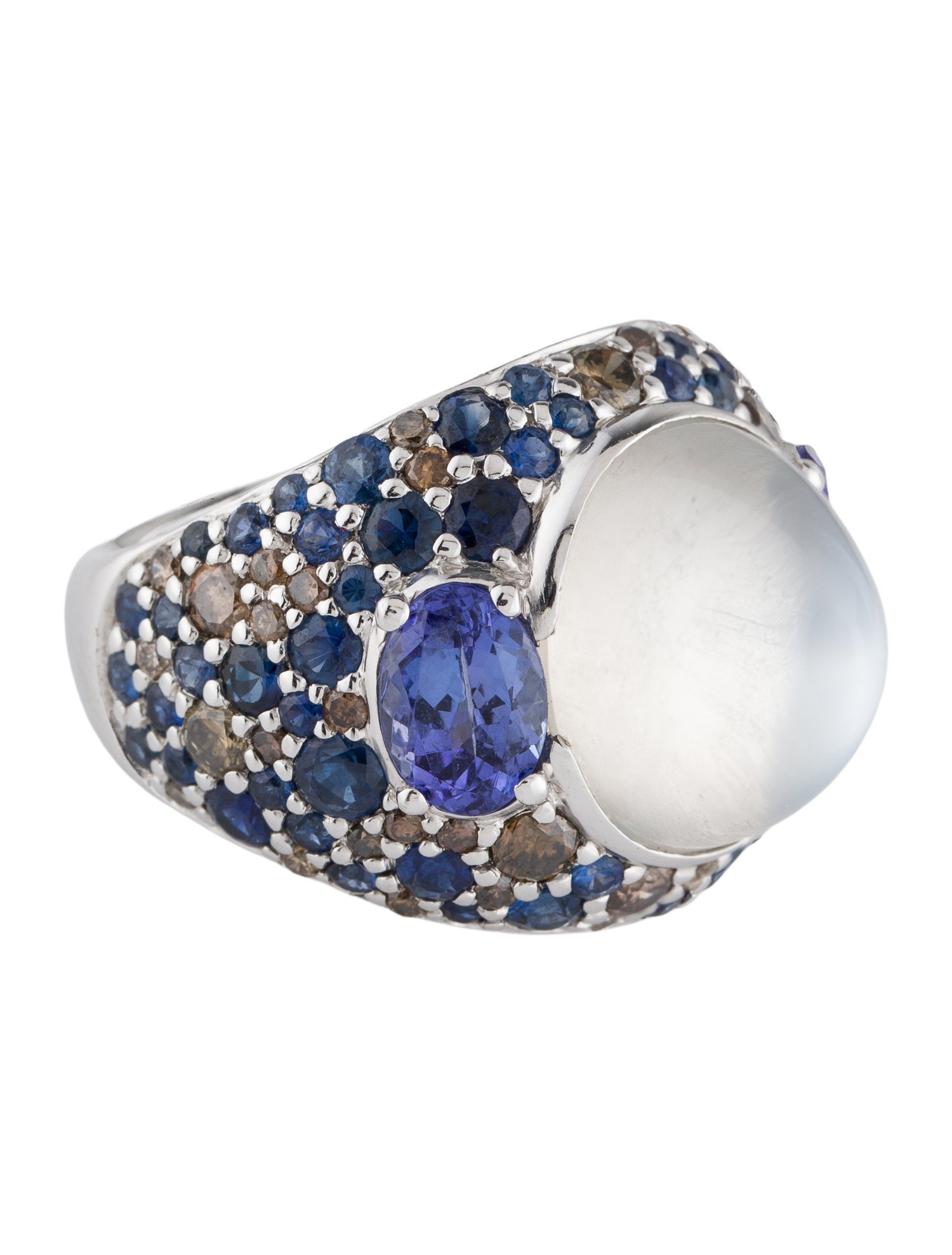 John Hardy 18K Diamond, Moonstone, Tanzanite & Sapphire Cocktail Ring