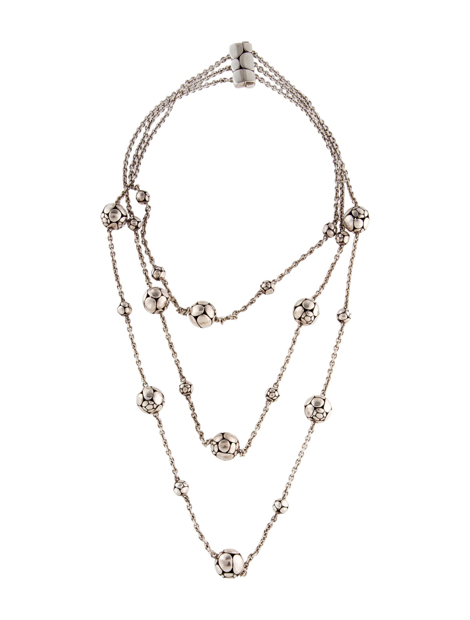 John Hardy Triple Strand Kali Bead Necklace