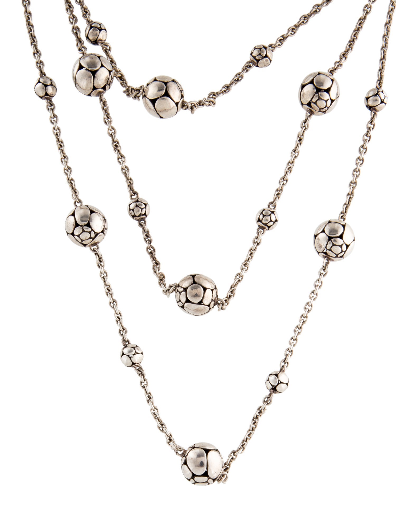 John Hardy Triple Strand Kali Bead Necklace