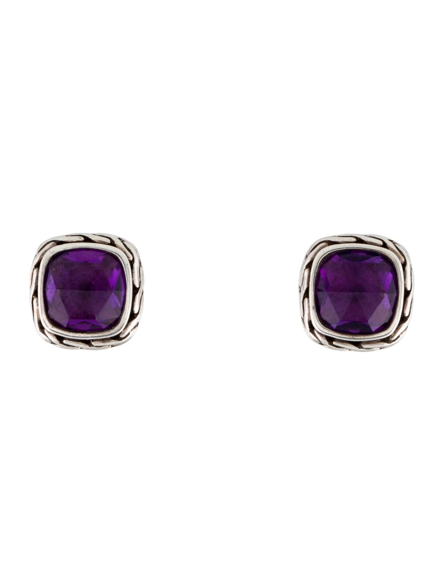 John Hardy Amethyst Classic Chain Stud Earrings