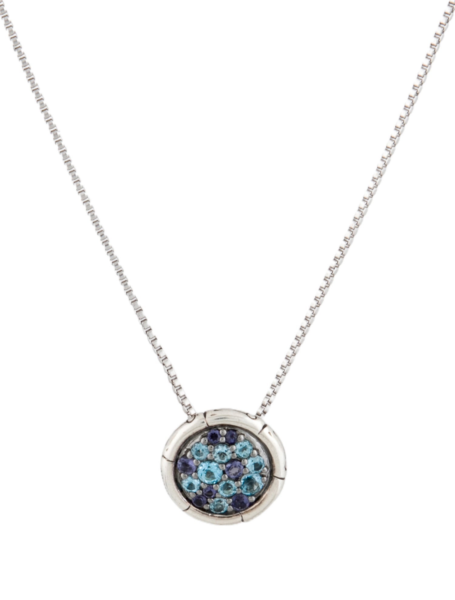 John Hardy Iolite & TopazBamboo Round Pendant Necklace