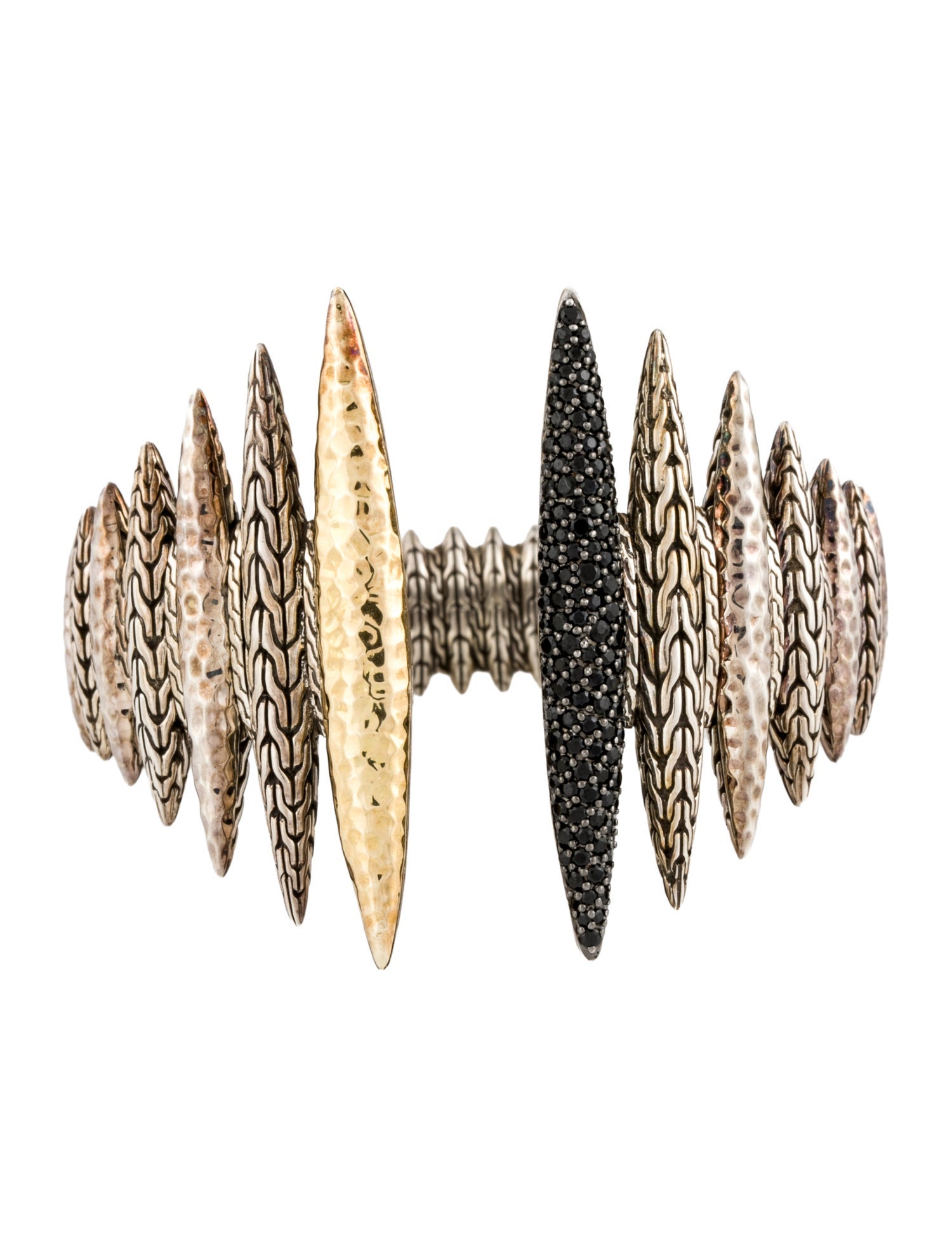 John Hardy Spinel & Sapphire Classic Chain Spear Open Cuff Bracelet