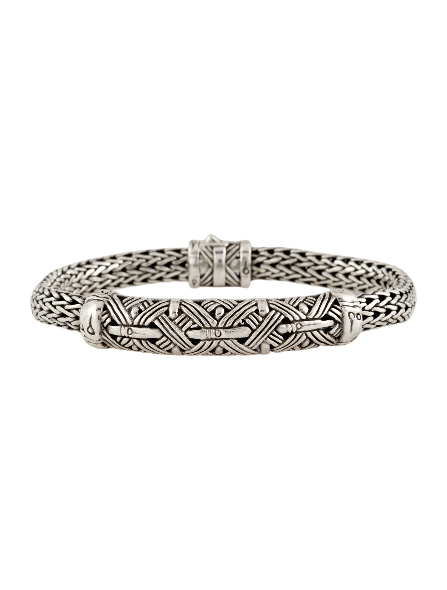 John Hardy Classic Chain Bamboo Woven Station Bracelet
