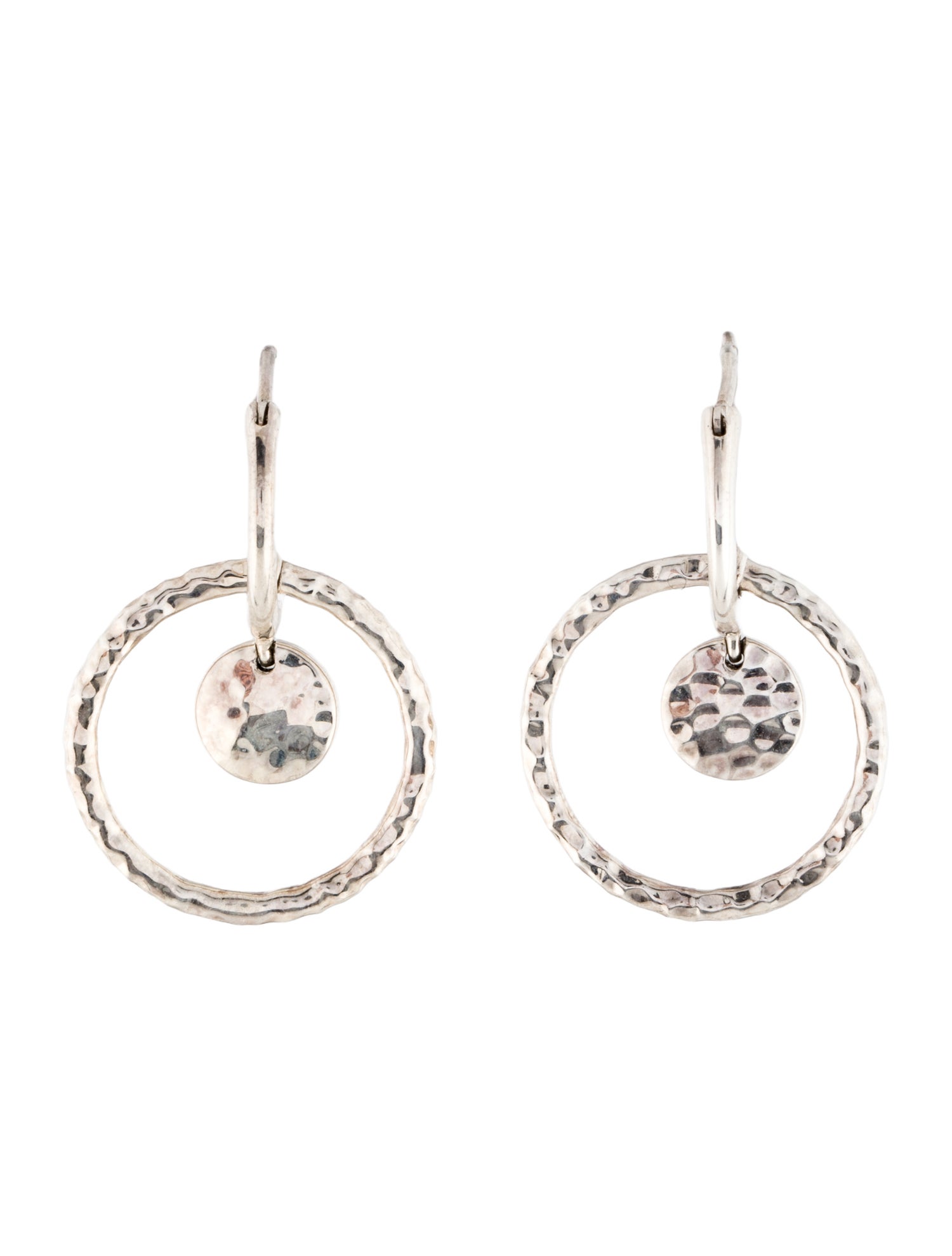 John Hardy Interlink Hammered Hoop Drop Earrings