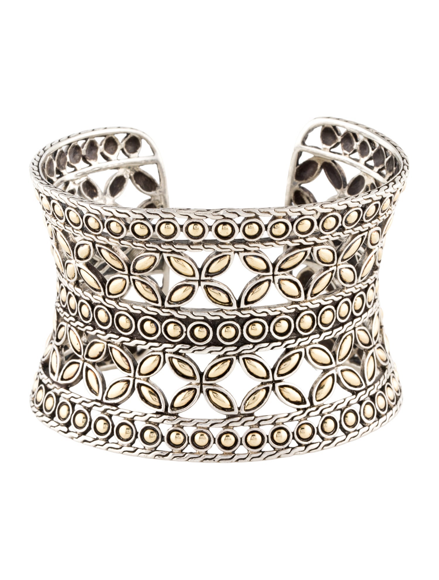 John Hardy Two-Tone Batu Kawung Wide Cuff Bracelet