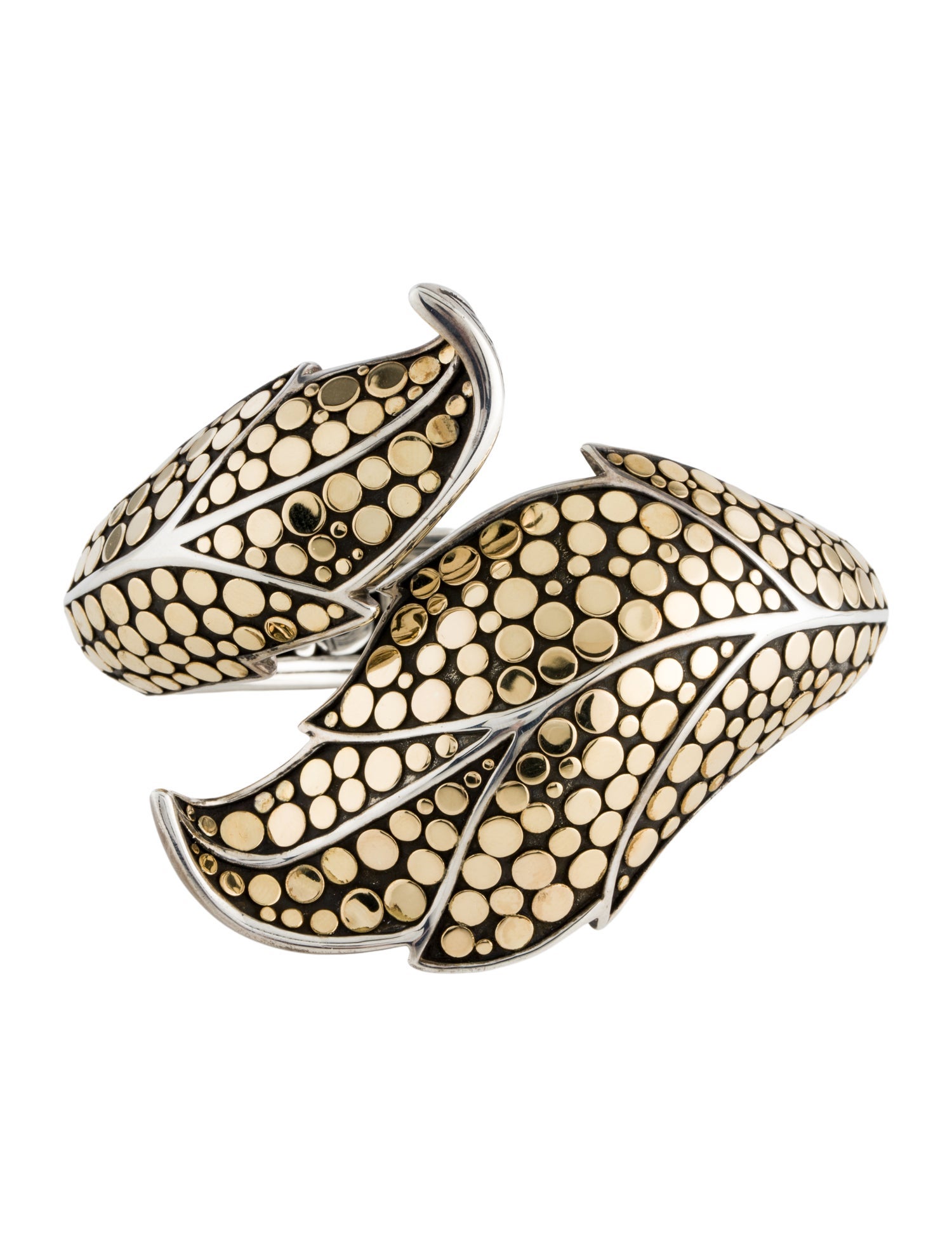 John Hardy Two-Tone Ayu Dot Leaf Cuff Bracelet