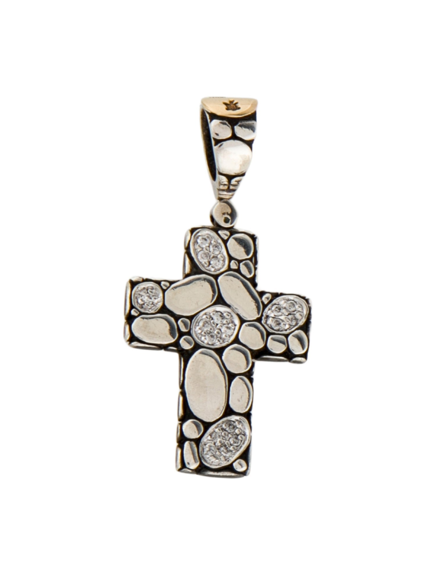 John Hardy Diamond Kali Pebble Cross Pendant