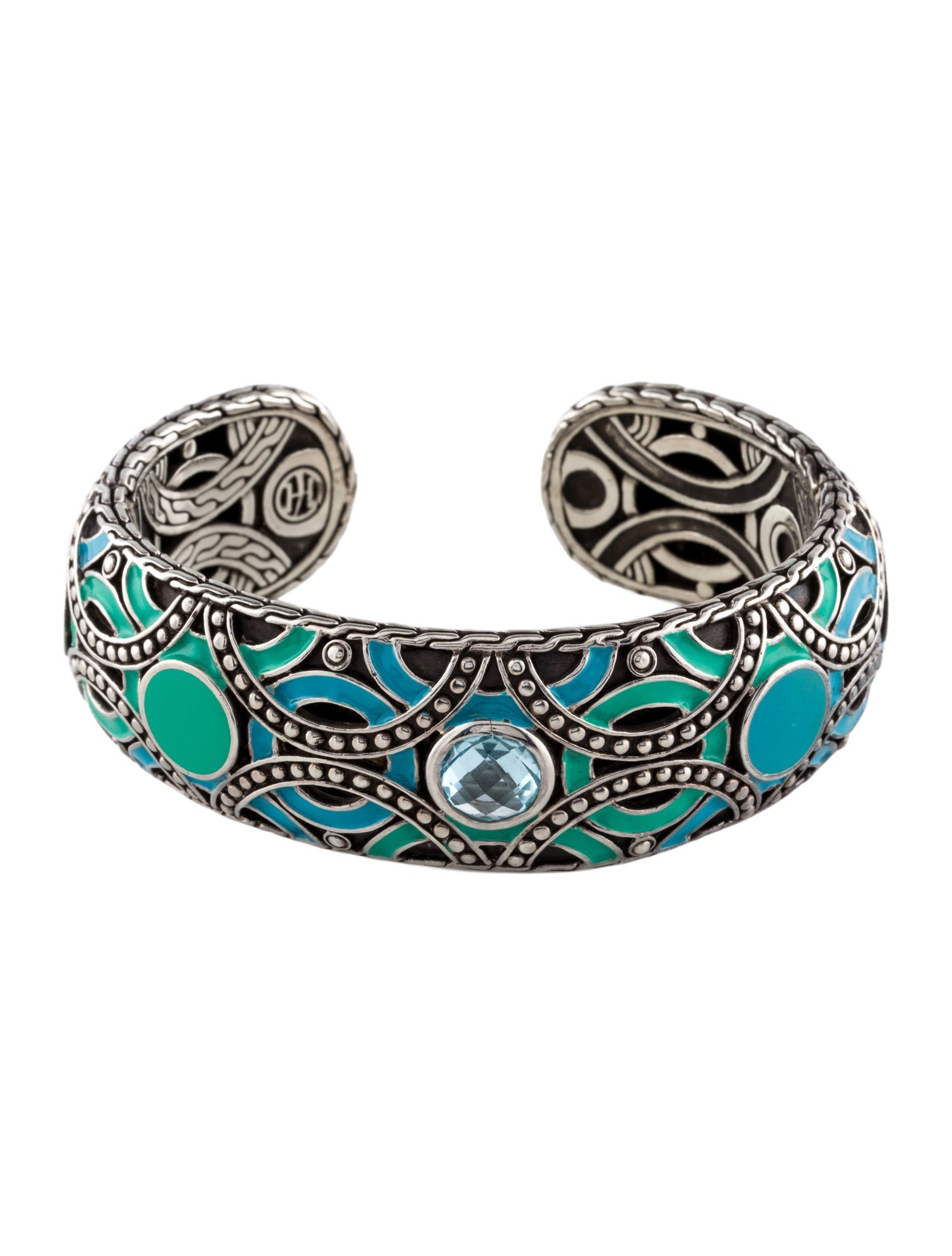 John Hardy Topaz & Enamel Bulan Cuff Bracelet