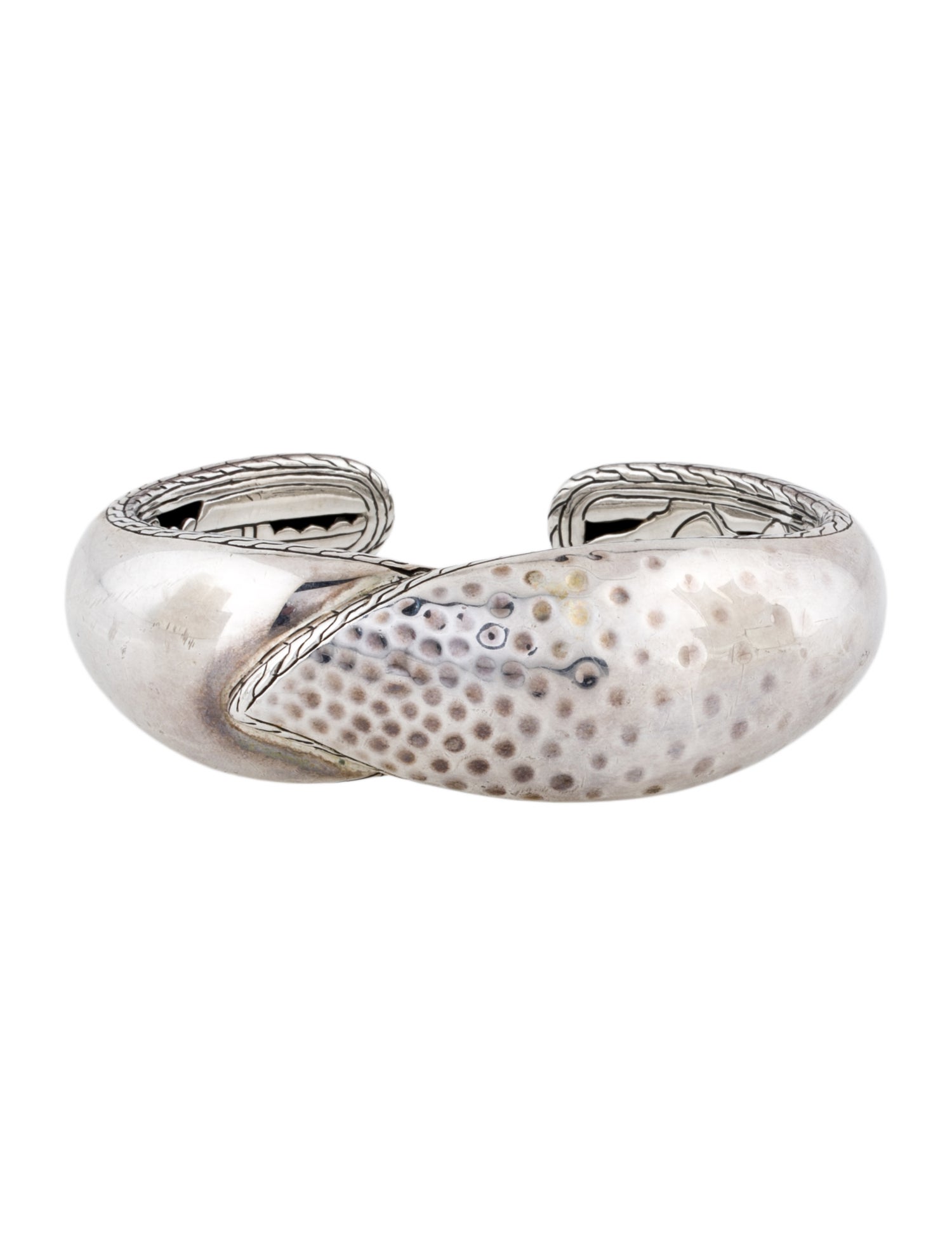 John Hardy Classic Wide Hammered Leaf Cuff Bracelet