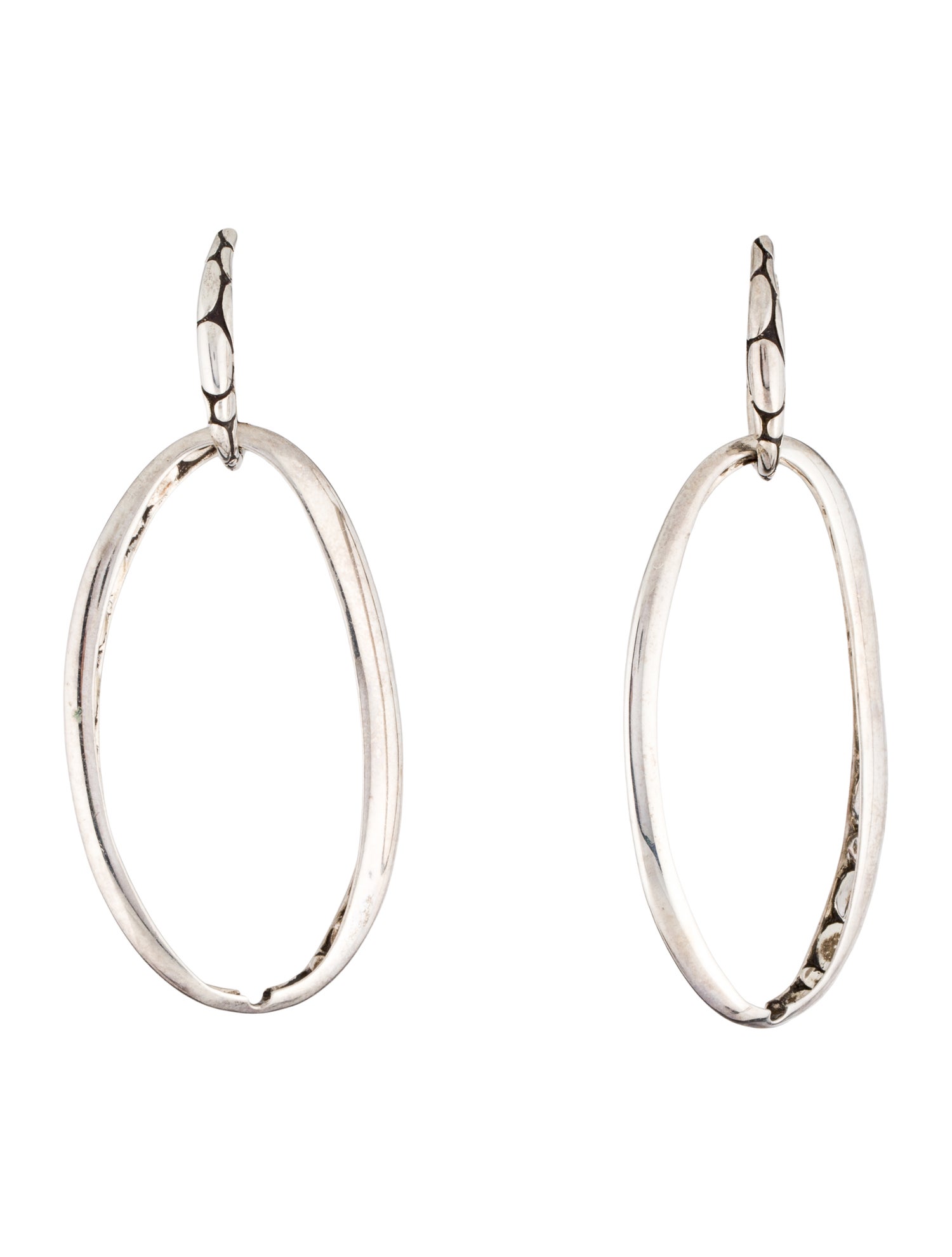 John Hardy Kali Pebble Oval Hoop Drop Earrings