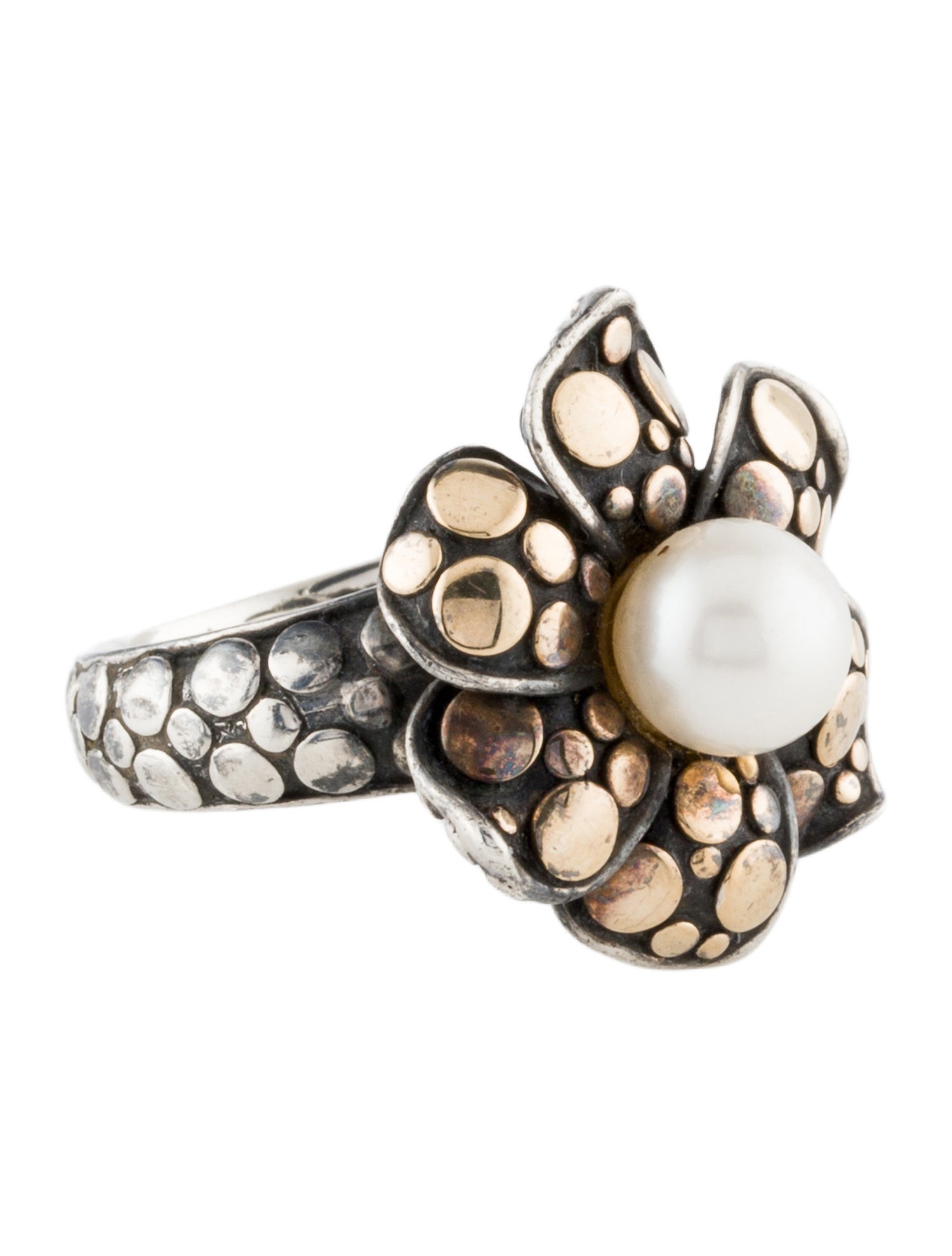 John Hardy Pearl Dot Ayu Frangipani Flower Ring