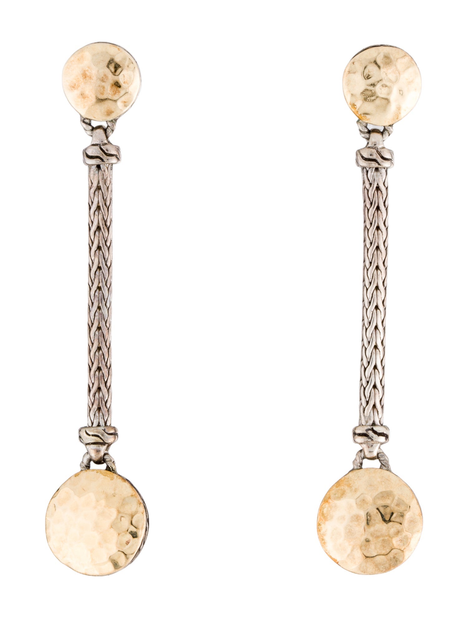 John Hardy Two-Tone Hammered Dome Drop Earrings