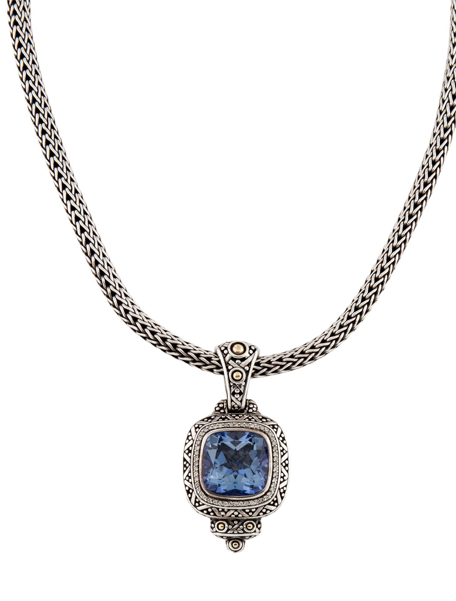 John Hardy Coated Topaz & Diamond Pendant Necklace