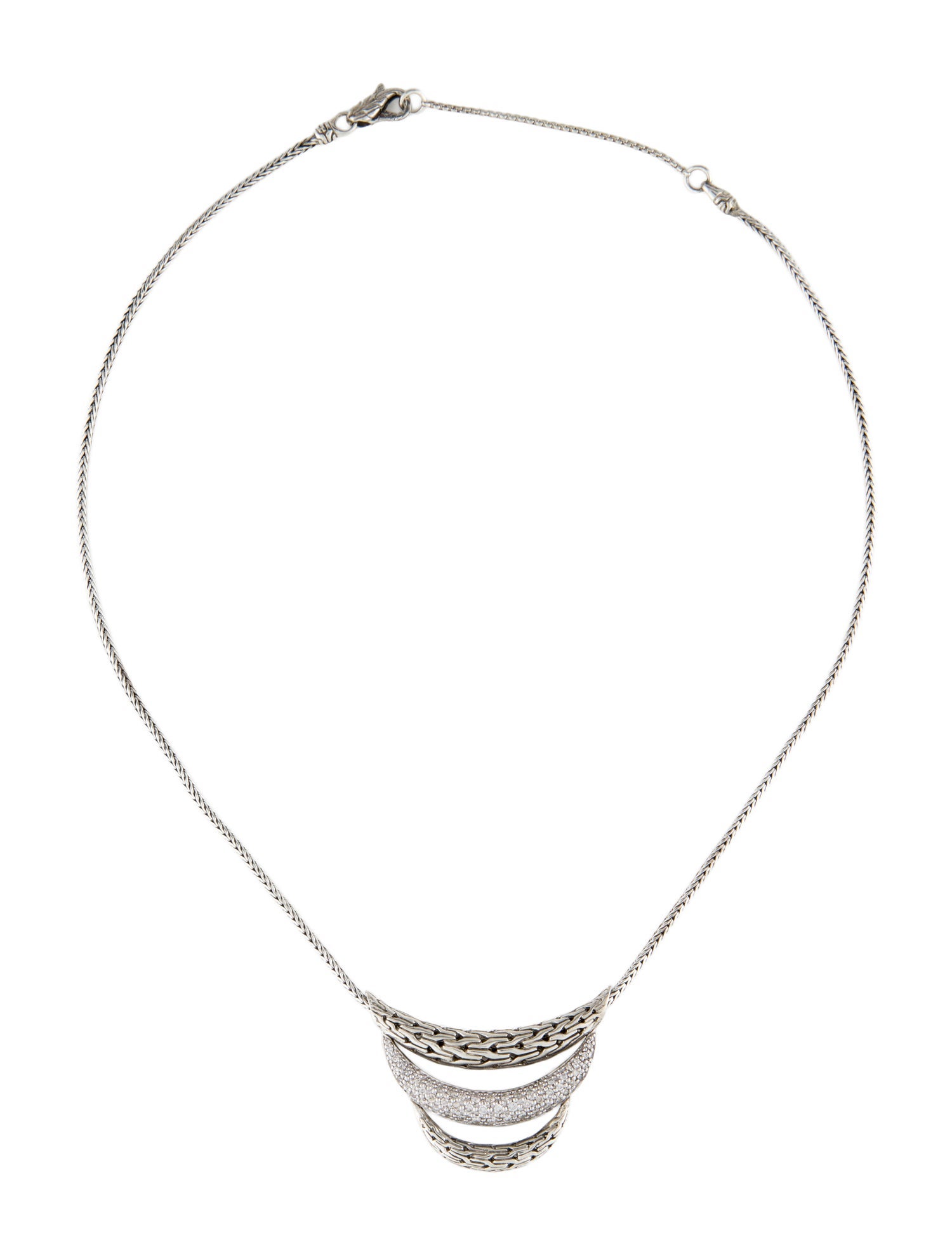 John Hardy Diamond Classic Link Arch Pendant Necklace