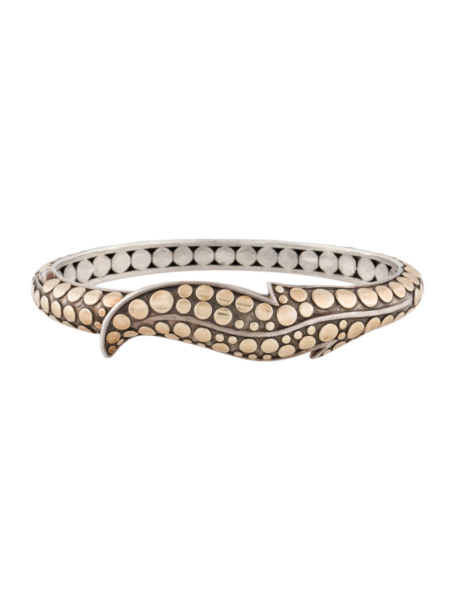 John Hardy Two-Tone Ayu Dot Leaf Bangle Bracelet