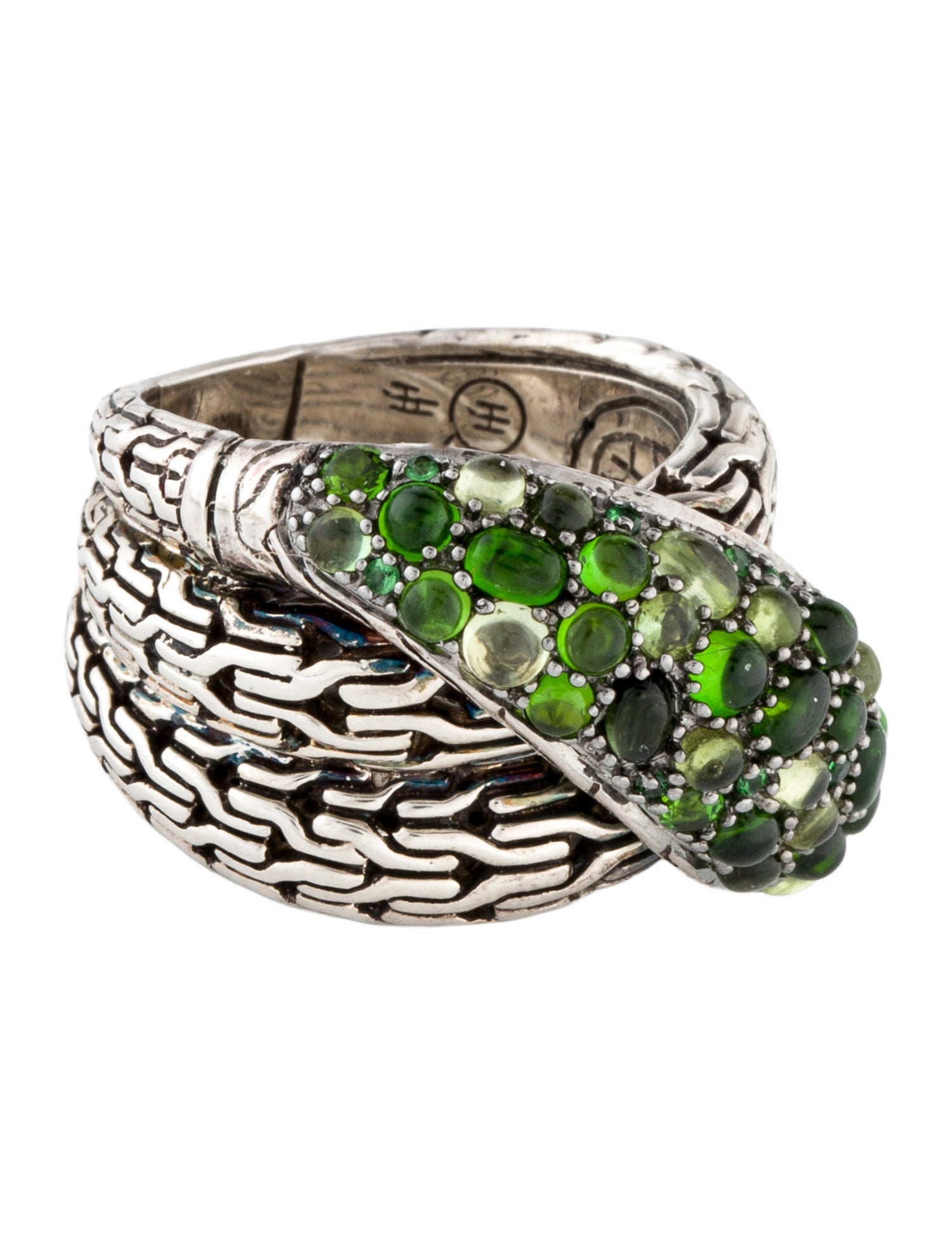 John Hardy Multistone Chain Overlap Cocktail Ring