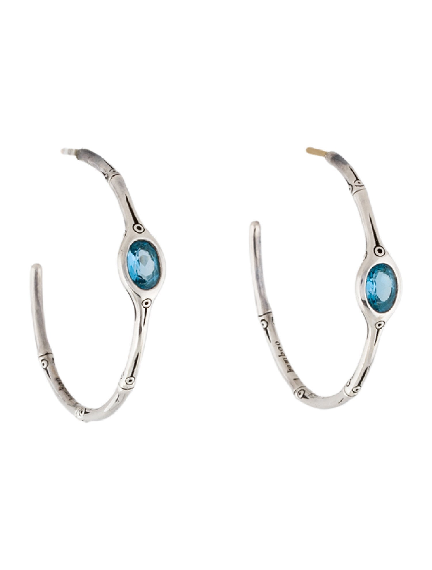 John Hardy Topaz Bamboo Hoop Earrings