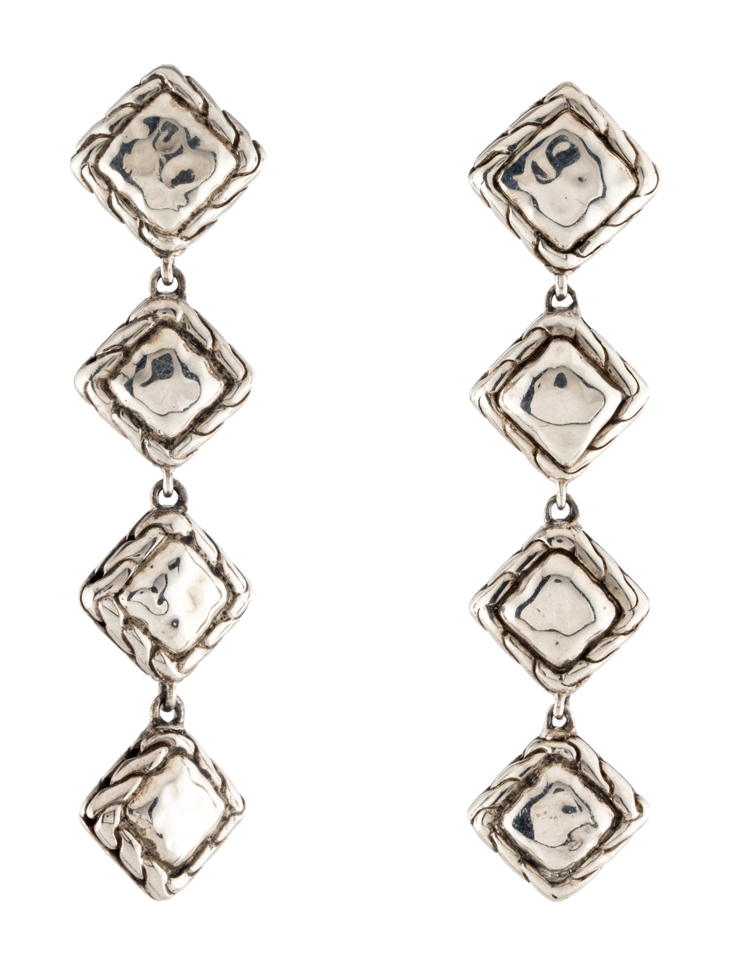 John Hardy Palu Four Square Linear Chain Drop Earrings