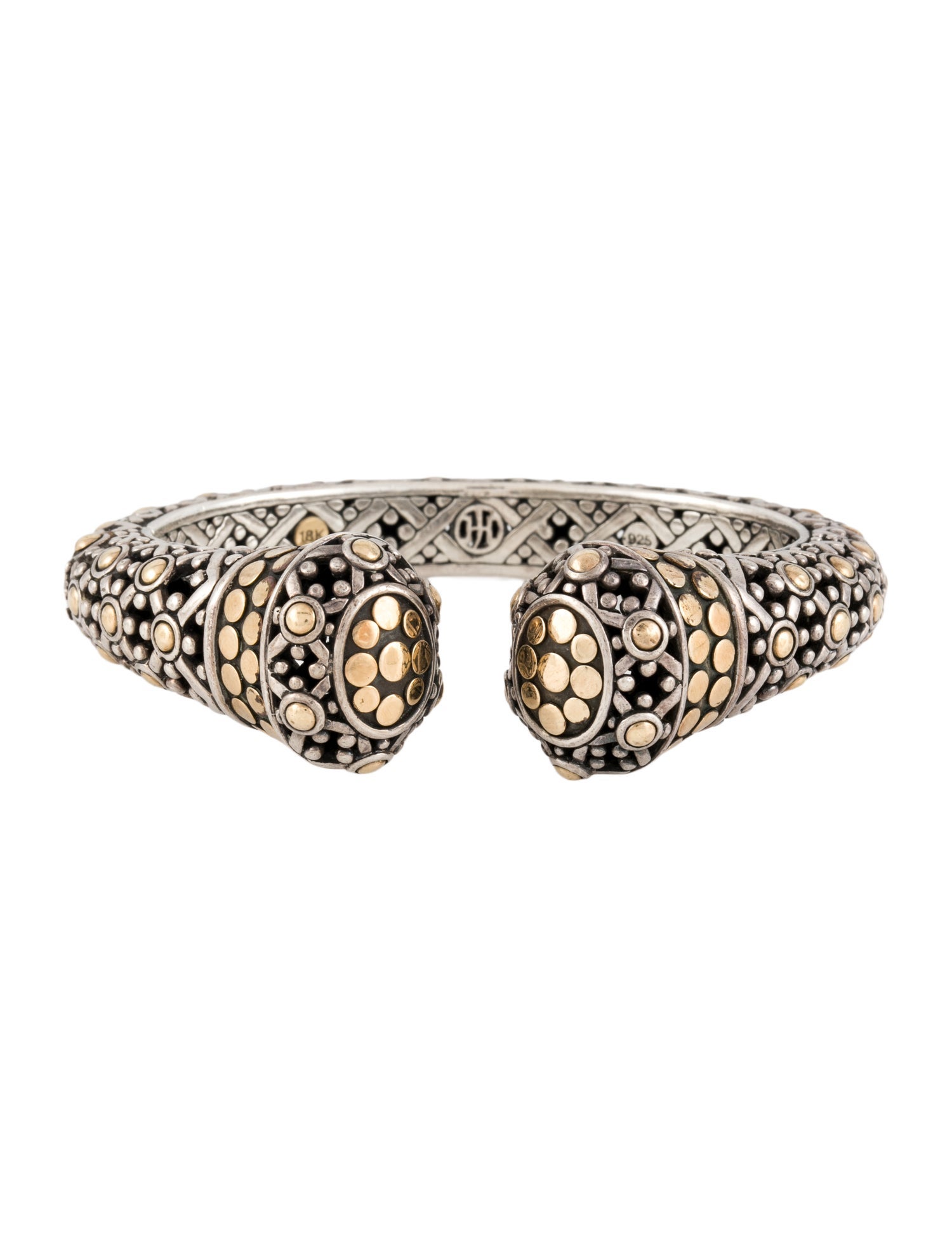 John Hardy Two-Tone Dot Kick Hinge Cuff Bracelet