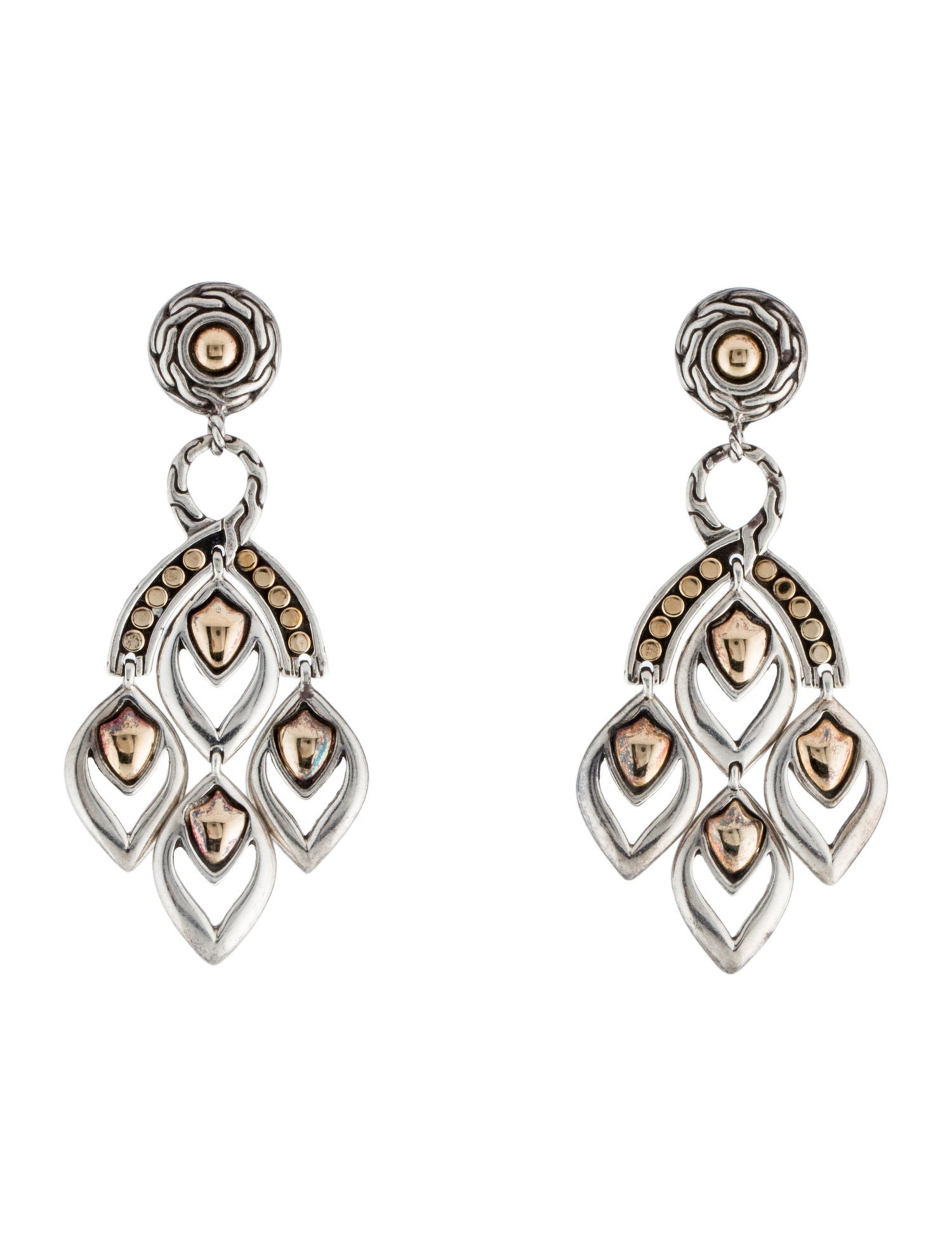 John Hardy Two-Tone Dot Chandelier Earrings